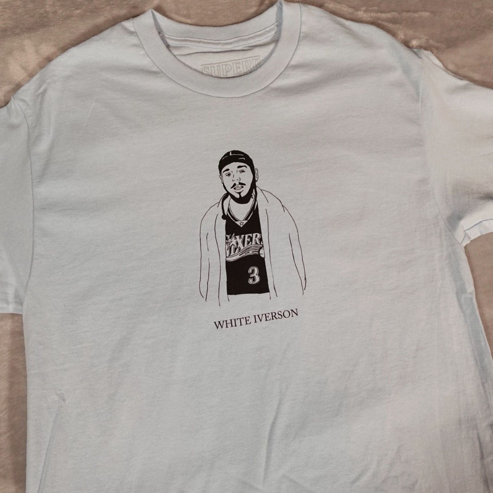 Vintage Superrradical Post Malone White Iverson Logo T-Shirt Mens L Graphic Music Blue Size US L / EU 52-54 / 3 - 2 Thumbnail
