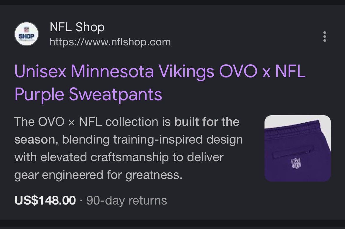 NFL × October's Very Own Octobers very own vikings pants Size US 29 - 6 Thumbnail