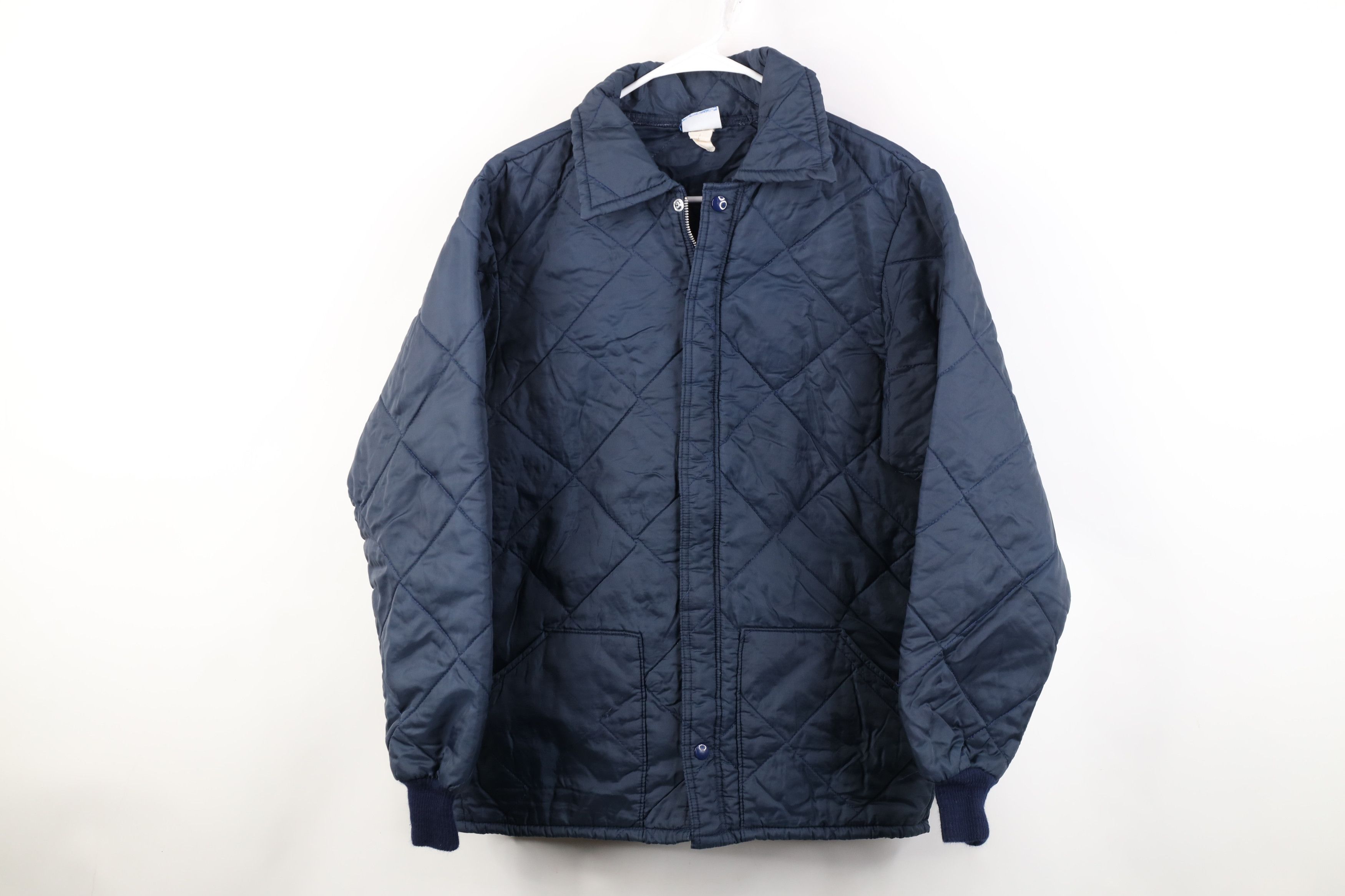 Vintage Vintage 70s Streetwear Quilted Mechanic Workwear Jacket Blue Size US M / EU 48-50 / 2 - 1 Thumbnail