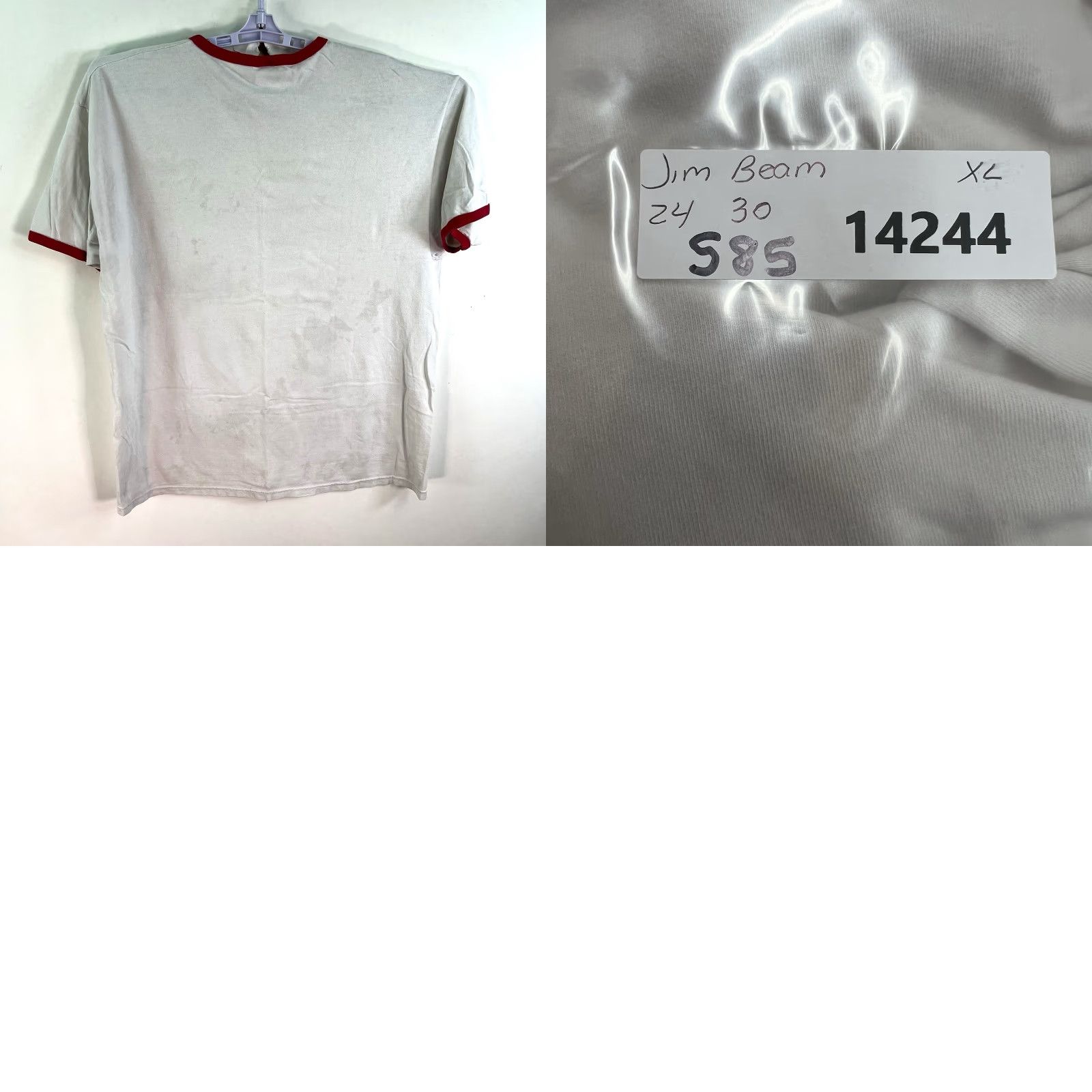 Vintage VINTAGE Jim Beam Men's T-Shirt XL White Short Sleeve Beer 80s Classic Size US XL / EU 56 / 4 - 8 Thumbnail