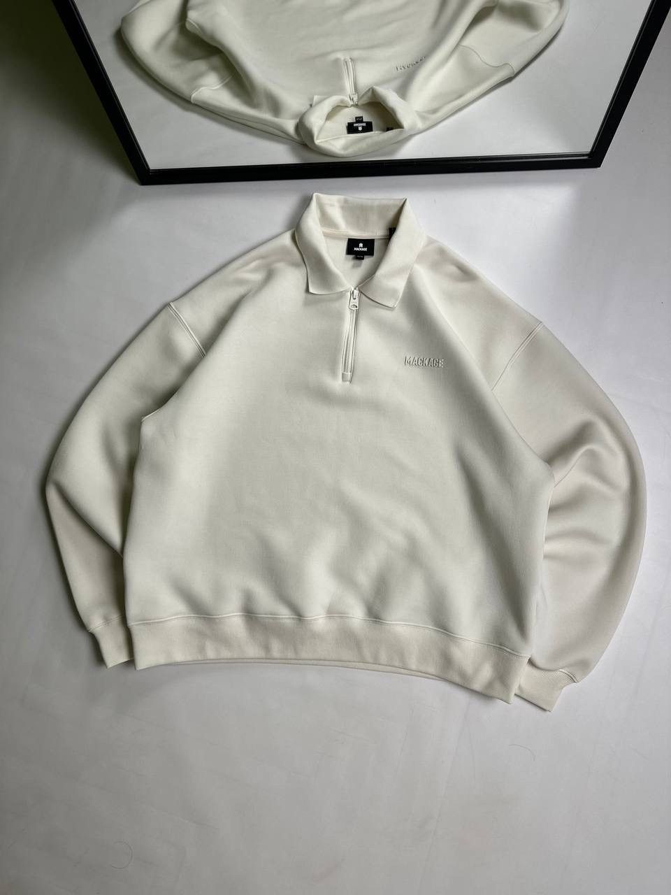 Mackage Mackage Felix 1/4 Polo Zip Cream Luxury Oldmoney Size US XL / EU 56 / 4 - 1 Thumbnail