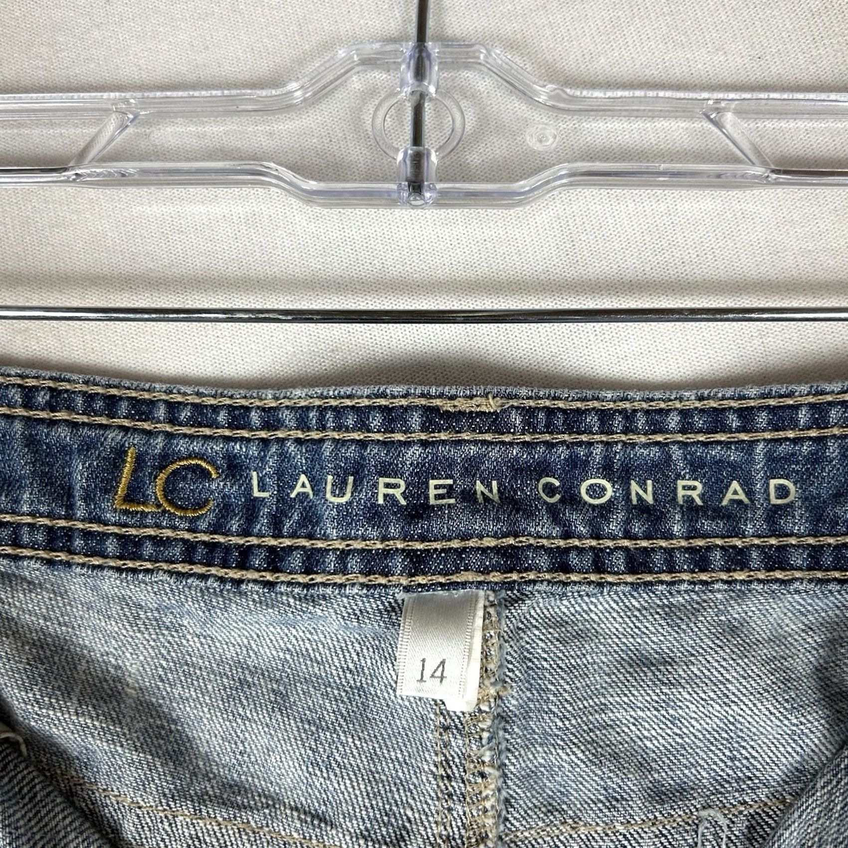 Vintage LC Lauren Conrad Jeans Womens 14 Plus Straight Leg Denim Blue Medium Wash 5-Pocket Zipper Button Casual Jeans Womens Size 30" / US 8 / IT 44 - 5 Thumbnail