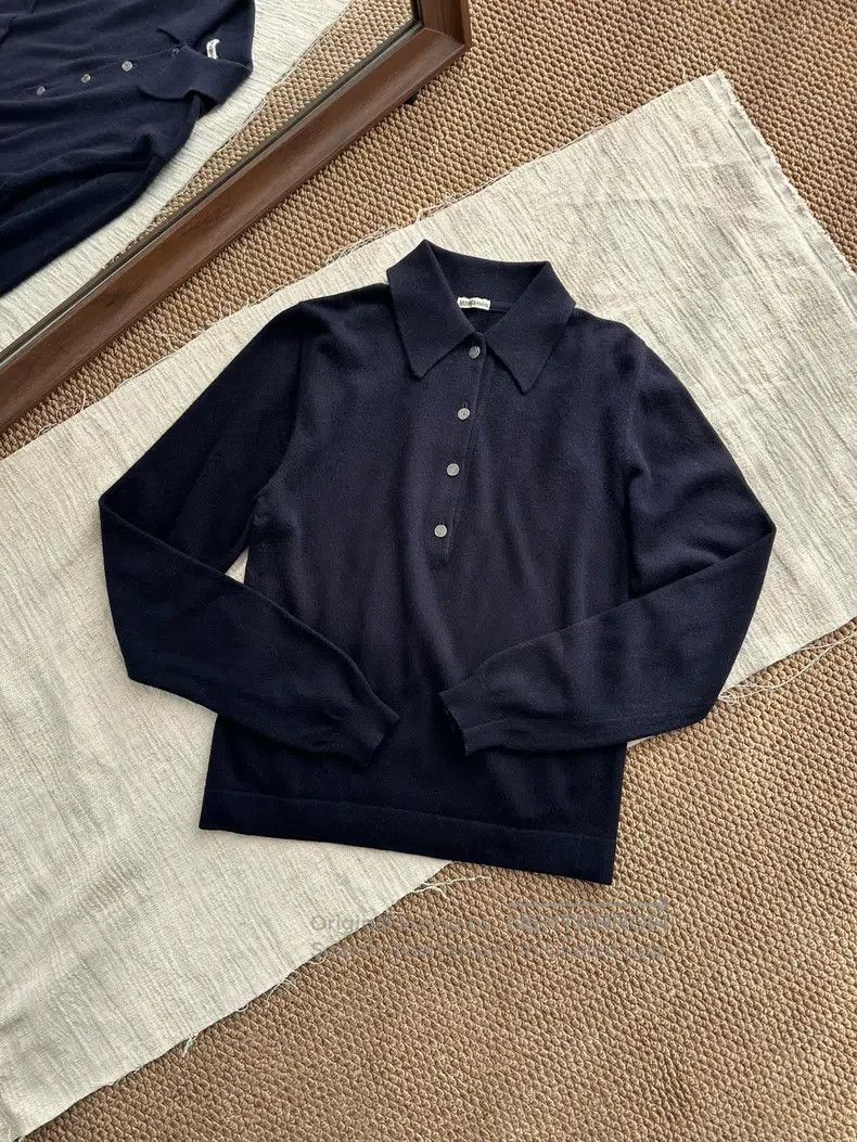 Hermes Hermes Polo Neck Cashmere Knit Sweater Jacket, Navy Blue Size M / US 6-8 / IT 42-44 - 2 Thumbnail