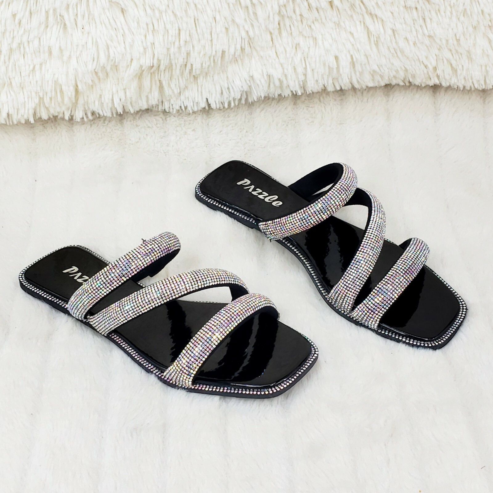 Other Sparkle Triple Padded Strap Slip On Iridescent Rhinestone Sa Size US 10 / IT 40 - 6 Thumbnail