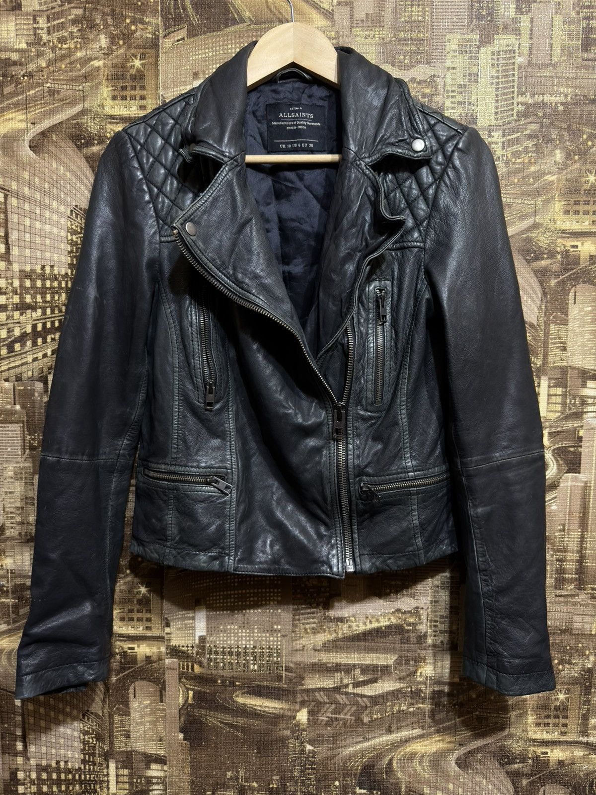 Allsaints ALL Saints Cargo Real Leather Biker Jacket UK10 US 6 EU 38 Size L / US 10 / IT 46 - 1 Thumbnail
