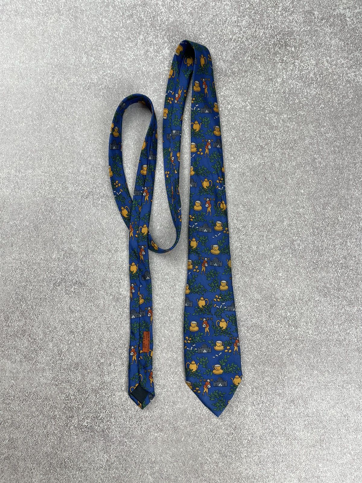Hermes × Vintage Vintage Hermes Paris Silk Tie Blue Size ONE SIZE - 2 Thumbnail