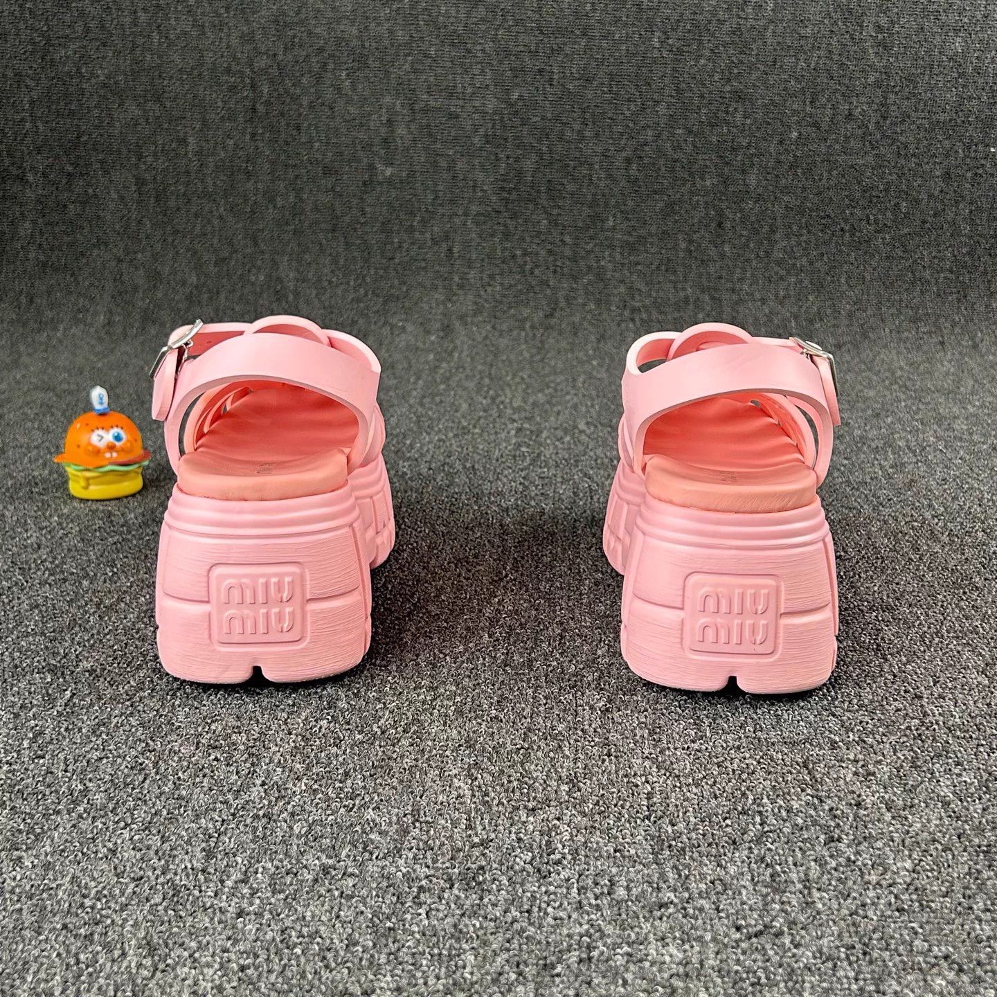 Miu Miu MIU MIU Women's Pink Platform Roman Sandal 36 Size US 5.5 / IT 35.5 - 5 Thumbnail