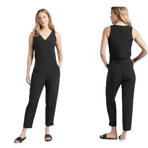 NWT ATHLETA Brooklyn Jumpsuit Black W's 12 Pockets Comfort S