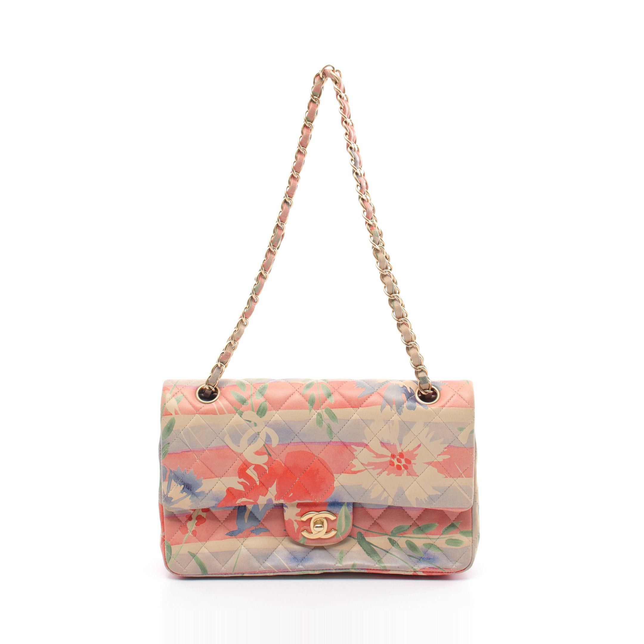 Chanel Chanel Matelasse Double Flap Chain Shoulder Bag Flower Print Lambskin Beige Multicolor Gold Hardware Size ONE SIZE - 1 Thumbnail