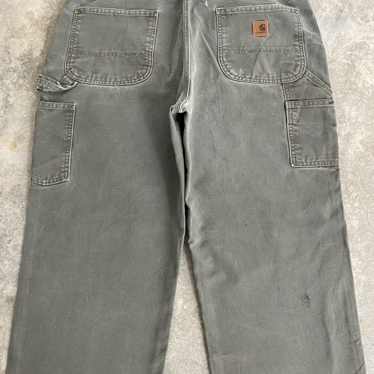 Carhartt VTG Carhartt Faded Moss Green Ripped Carpenter Pants Size US 37 - 21 Thumbnail