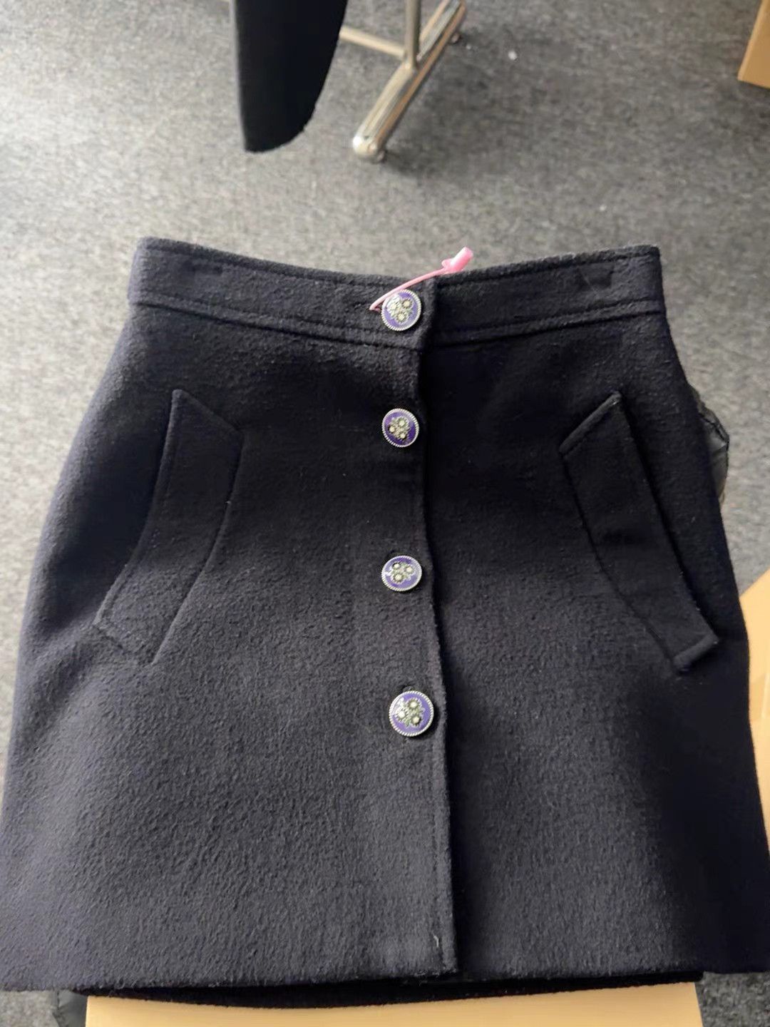 Miu Miu MiuMiu Black Single-Breasted Wool Mini Skirt K13 Size 36" / US 14 / IT 50 - 1 Thumbnail