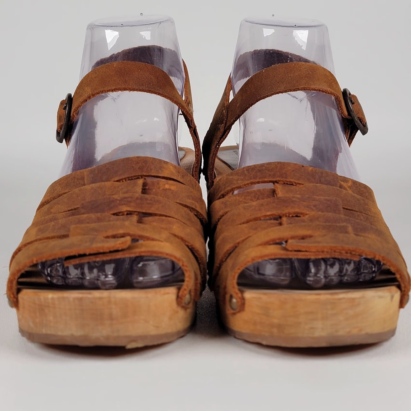 Vintage VINTAGE Sanita Silo Clog Sandal Women 39 Brown Leather Open Toe Buckle Mid Wood Arch Support Slip Resistant The Original Danish Clog Womens Size US 7.5 / IT 37.5 - 3 Thumbnail