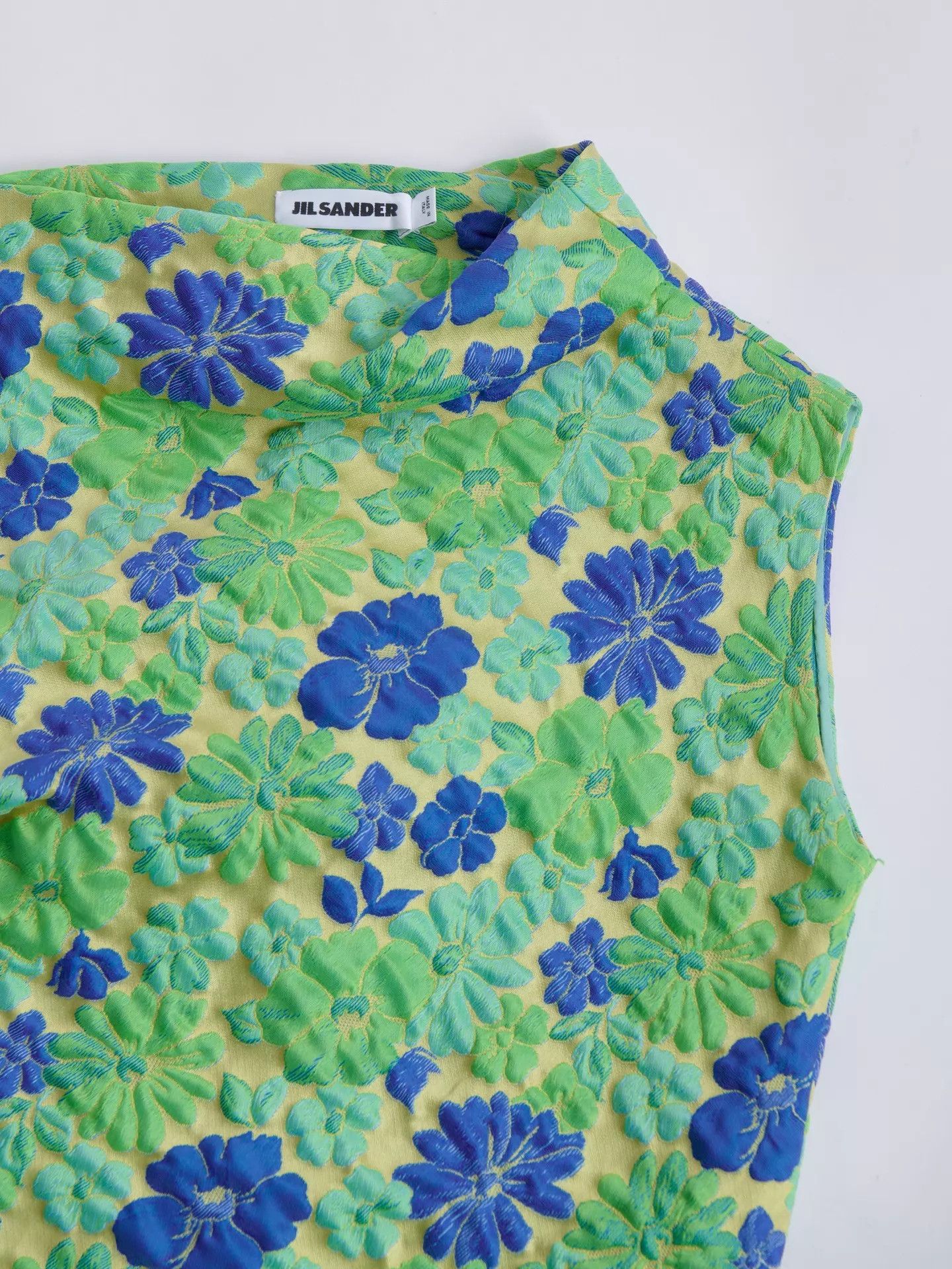 Jil Sander JIL SANDER 18SS Green-Blue Floral Jacquard Asym Twisted Top Size XXS / US 00 / IT 34 - 9 Thumbnail