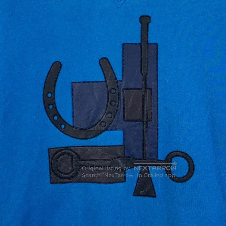 Hermes Hermes Dark blue mechanical pattern leather patch cotton r Size M / US 6-8 / IT 42-44 - 4 Thumbnail
