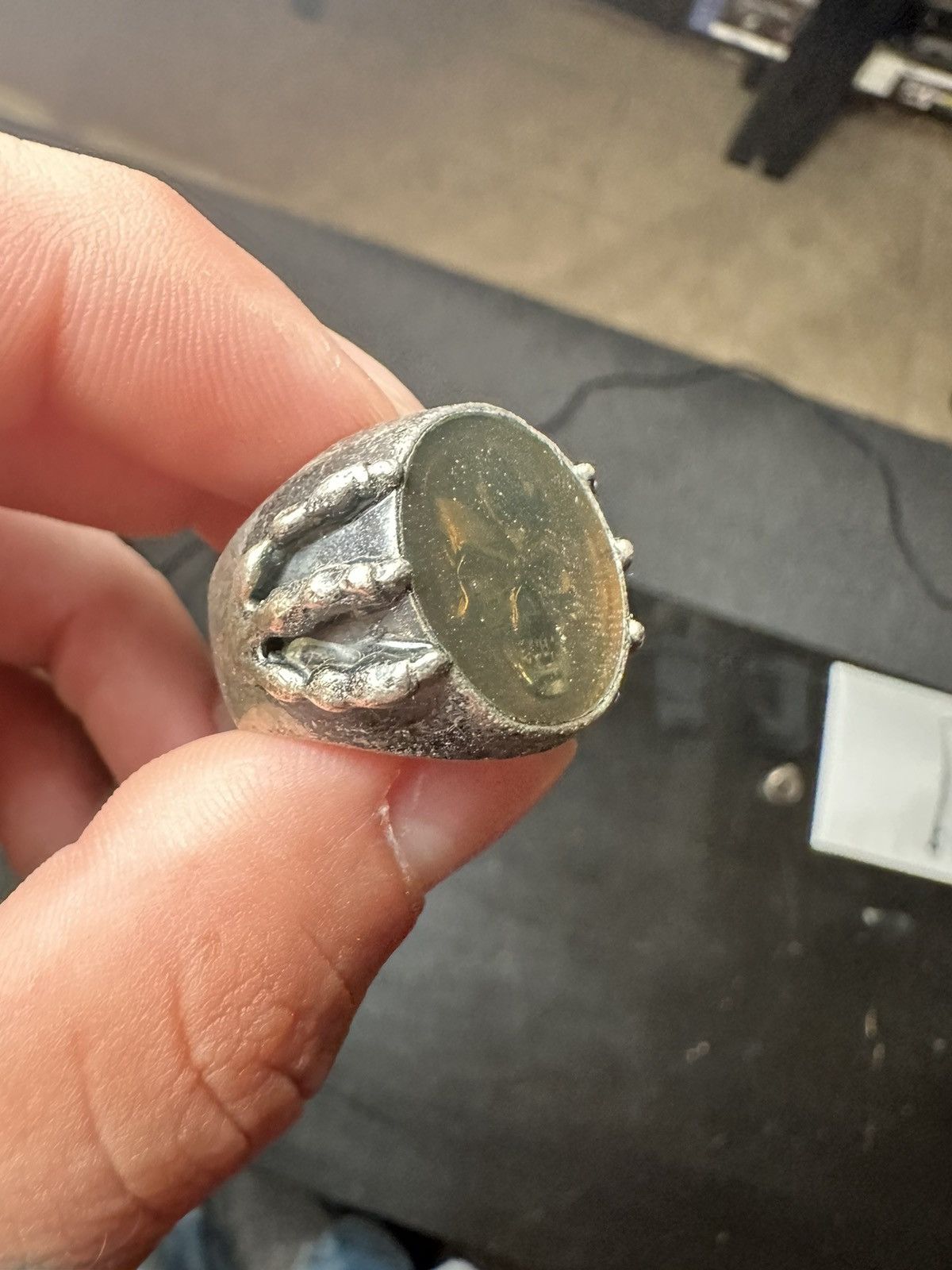 Number (N)ine Jam Home Made Skull Signet Ring Sz 8.5 Size ONE SIZE - 2 Thumbnail