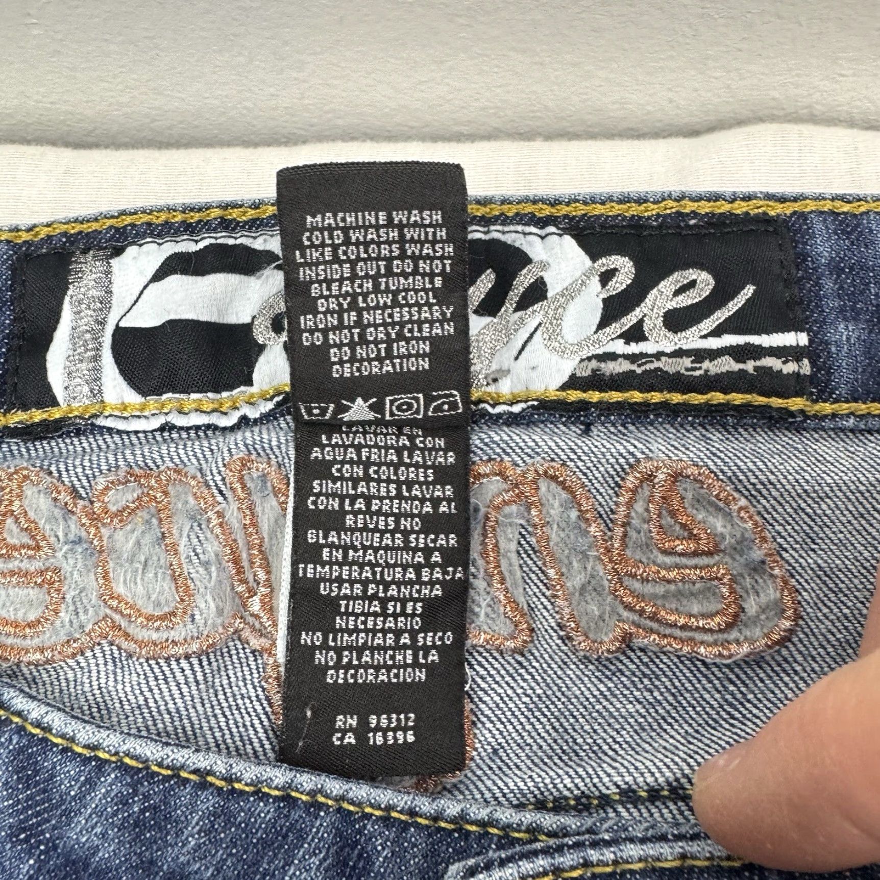 Enyce VINTAGE Enyce Jeans Womens Low Rise Hipster 13 Bootcut Embroidered Hip Hop Y2K Blue Girls Size 34" / US 12 / IT 48 - 4 Thumbnail