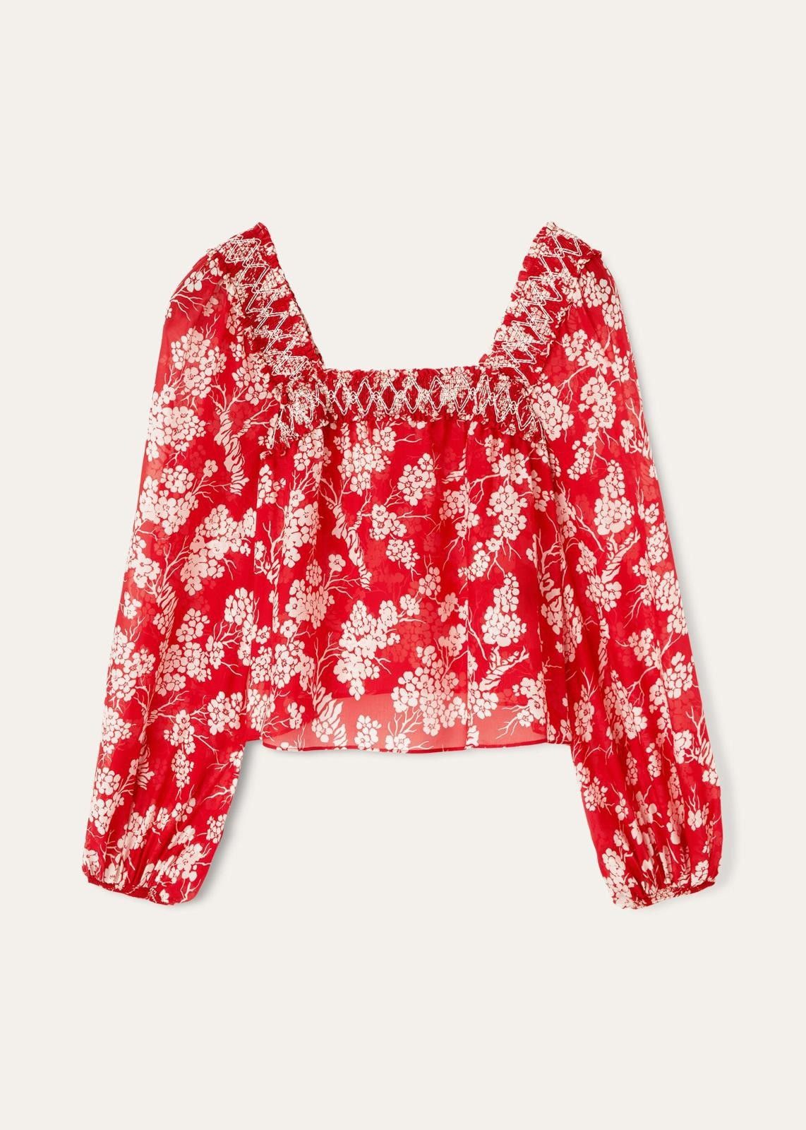 Loro Piana o1srvl11e0725 FAN6839 Malin Silk Shirt in Red/White Size M / US 6-8 / IT 42-44 - 1 Thumbnail