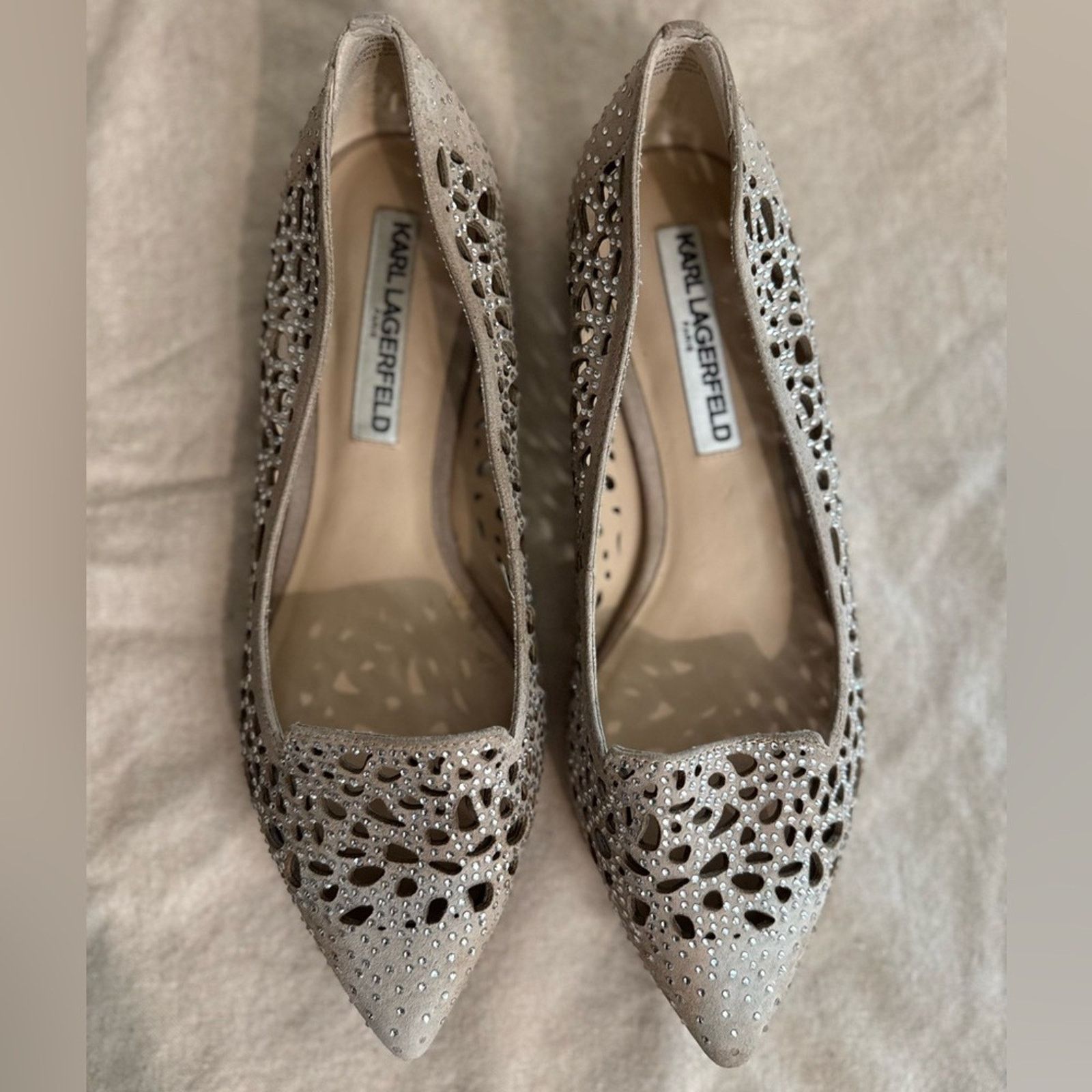 Karl Lagerfeld KARL LAGERFELD Paris: The Nina Diamond Studded Slip-On Flats Size US 7 / IT 37 - 2 Thumbnail