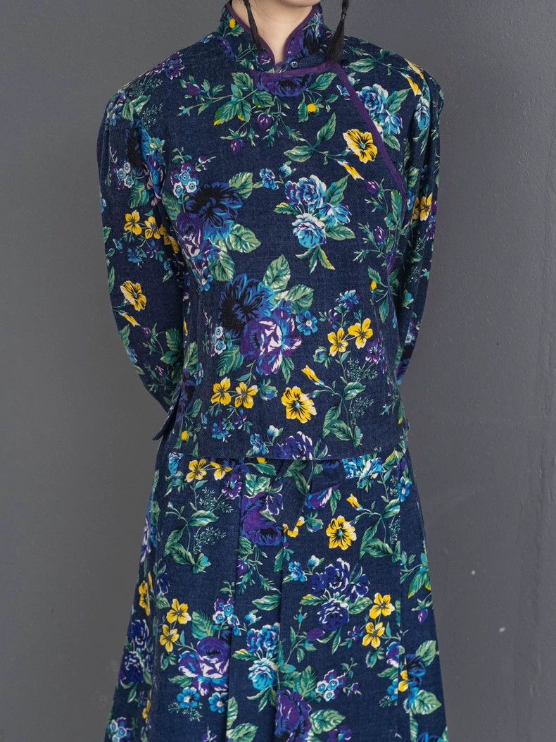 Kenzo KENZO Early showy blue and purple wool floral set vintage Size M / US 6-8 / IT 42-44 - 5 Thumbnail