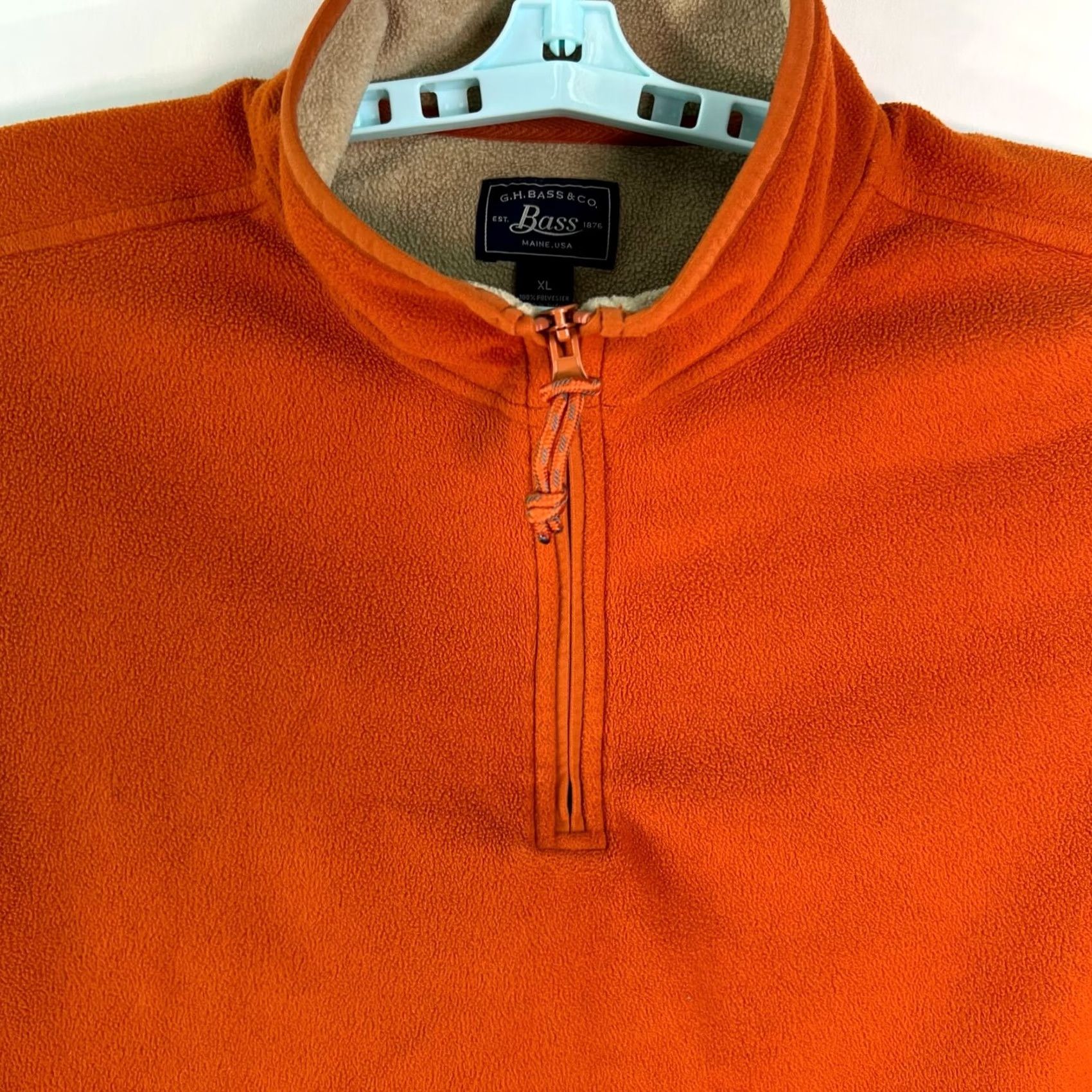 Vintage VINTAGE G.H. Bass & Co. Jacket Mens XL Orange 1/4 Zip Fleece Long Sleeve Solid Log Size US XL / EU 56 / 4 - 2 Thumbnail