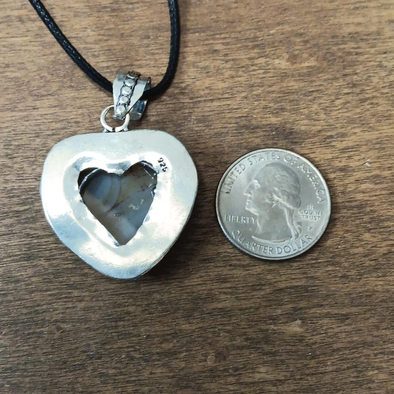 Designer Heart-Shaped Montana Agate Pendant Necklace Size ONE SIZE - 2 Thumbnail