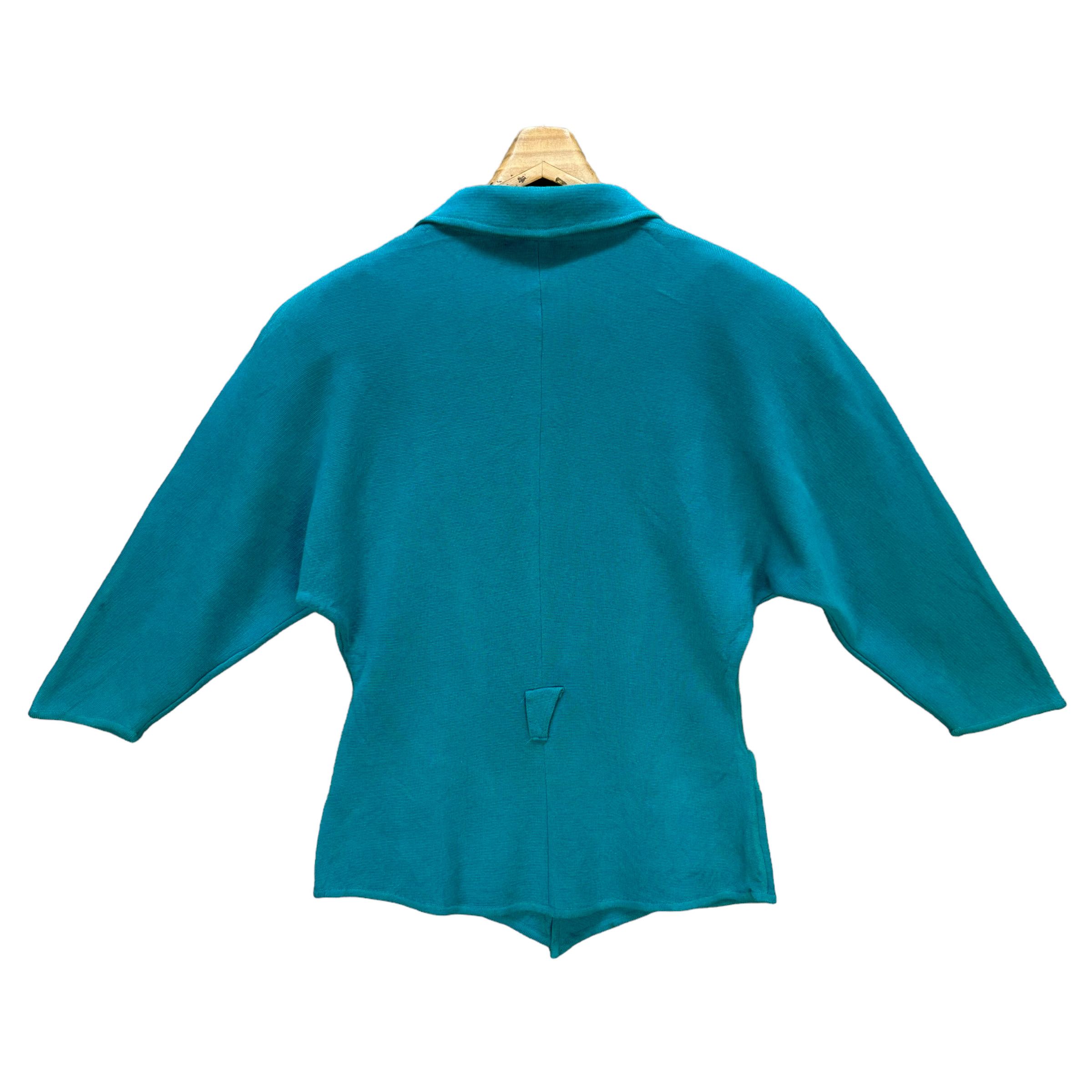 Mugler 80's THIERRY MUGLER TEAL KNIT SINGLE BUTTON JACKET #7573-154 Size M / US 6-8 / IT 42-44 - 9 Thumbnail