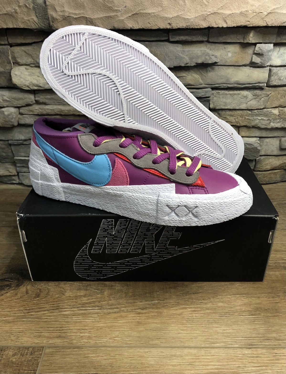 Kaws × Nike × Sacai Nike x Sacai x Kaws Blazer Low ‘Purple’ Size 10 Men’s Size US 10 / EU 43 - 5 Thumbnail