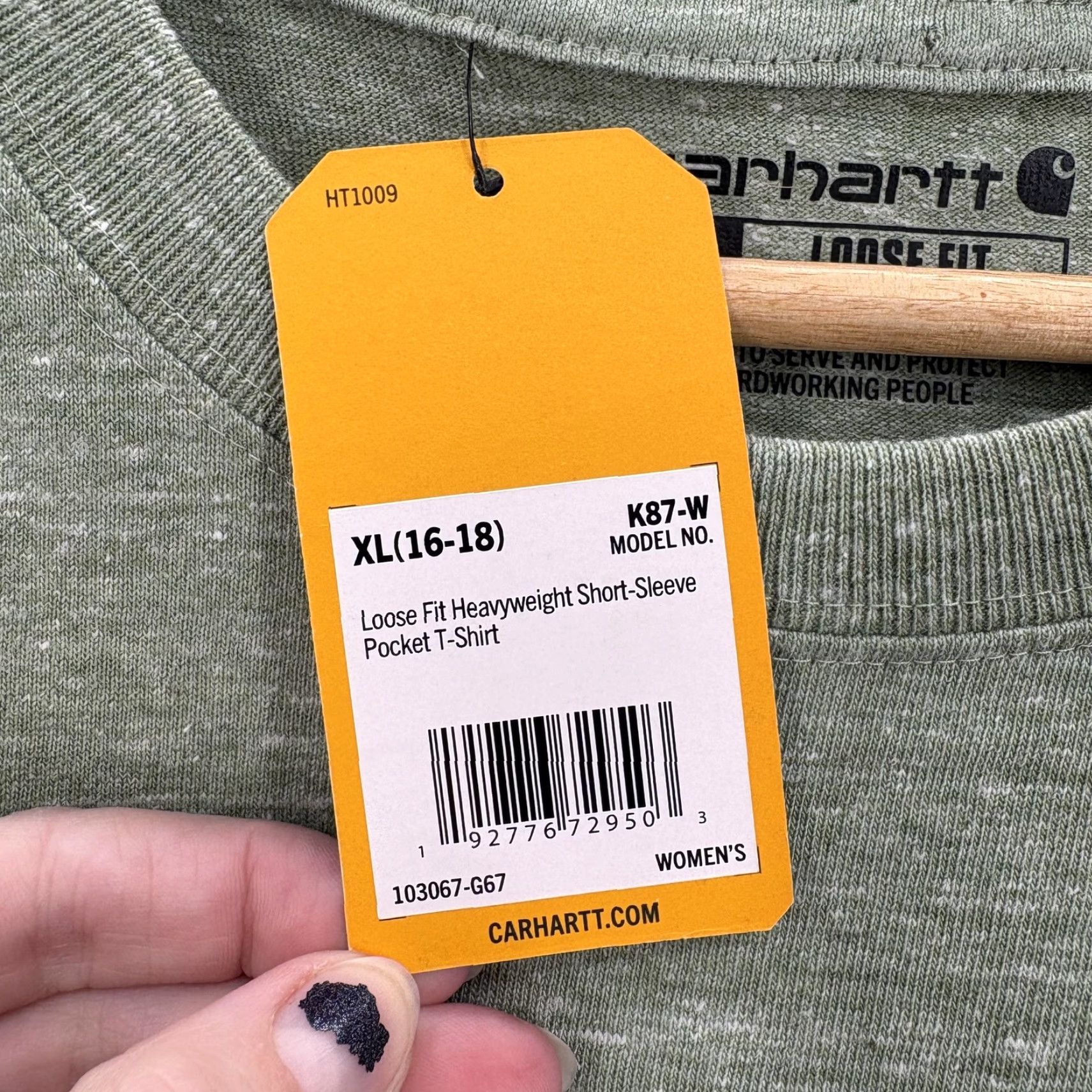 Carhartt Carhartt Shirt Womens XL Green Loose Fit Heavyweight Pocket Tee K87-W Workwear Size XL / US 12-14 / IT 48-50 - 3 Thumbnail