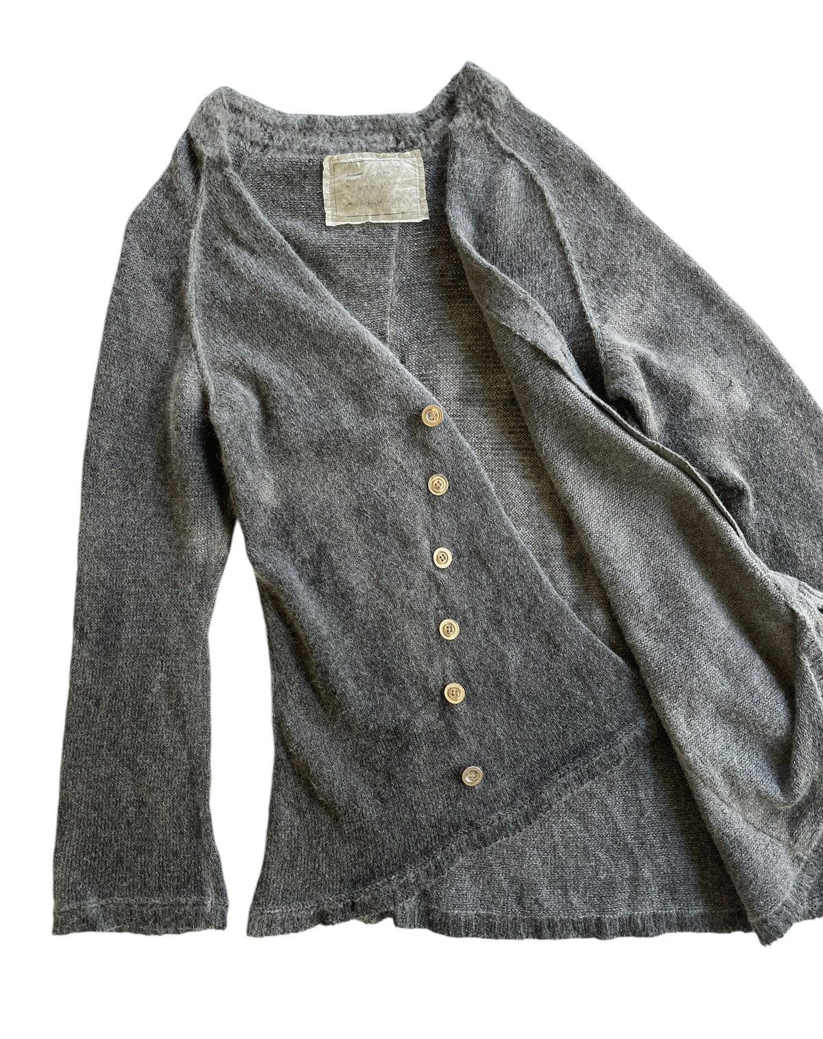 Japanese Brand 2005 Ambient Iconic Assymetrical Wool Mohair Cardigan Size S / US 4 / IT 40 - 7 Thumbnail