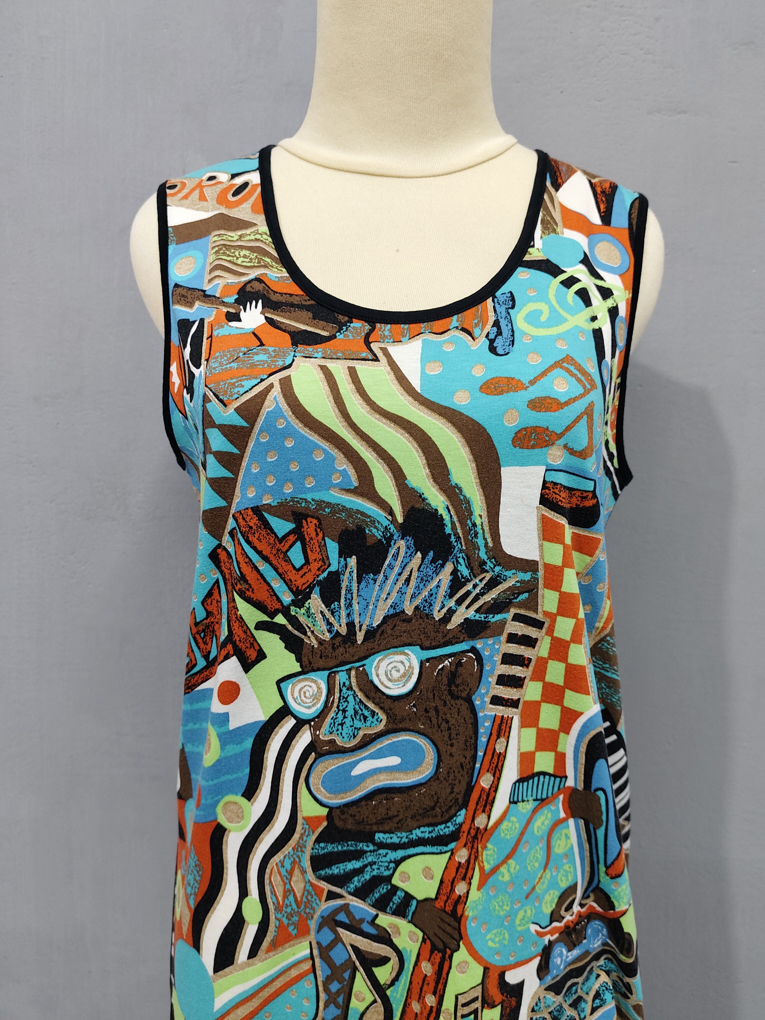 Kansai Yamamoto 80s Kansai O2🇯🇵 Archive Psychedelic Jazz Art Sleeveless Size M / US 6-8 / IT 42-44 - 2 Thumbnail