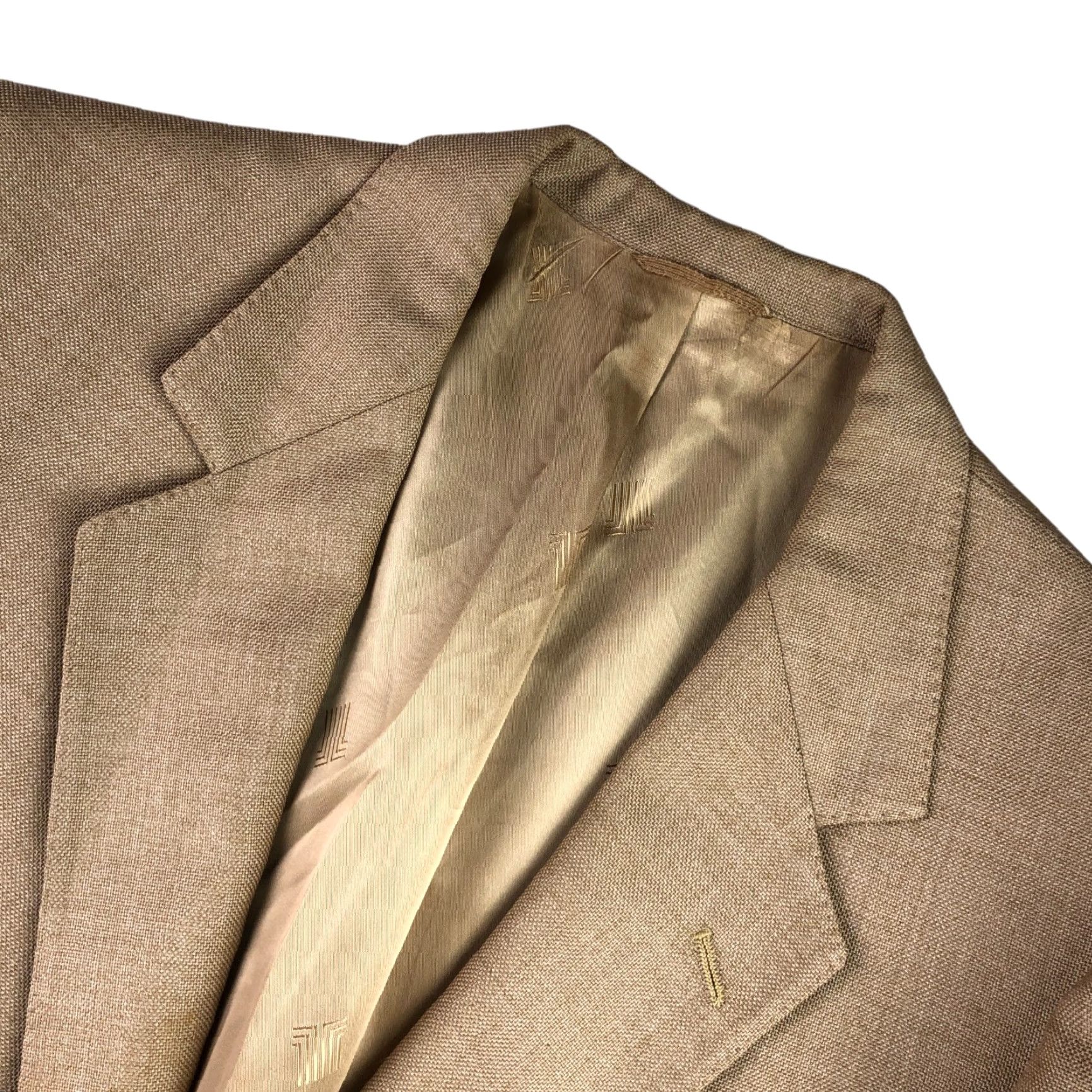 Lanvin VINTAGE Lanvin Blazer Jacket Mens Wool Blend Tan 46 Short Notch Lapel 2-Button Metal Buttons 46 S Size 46R - 2 Thumbnail