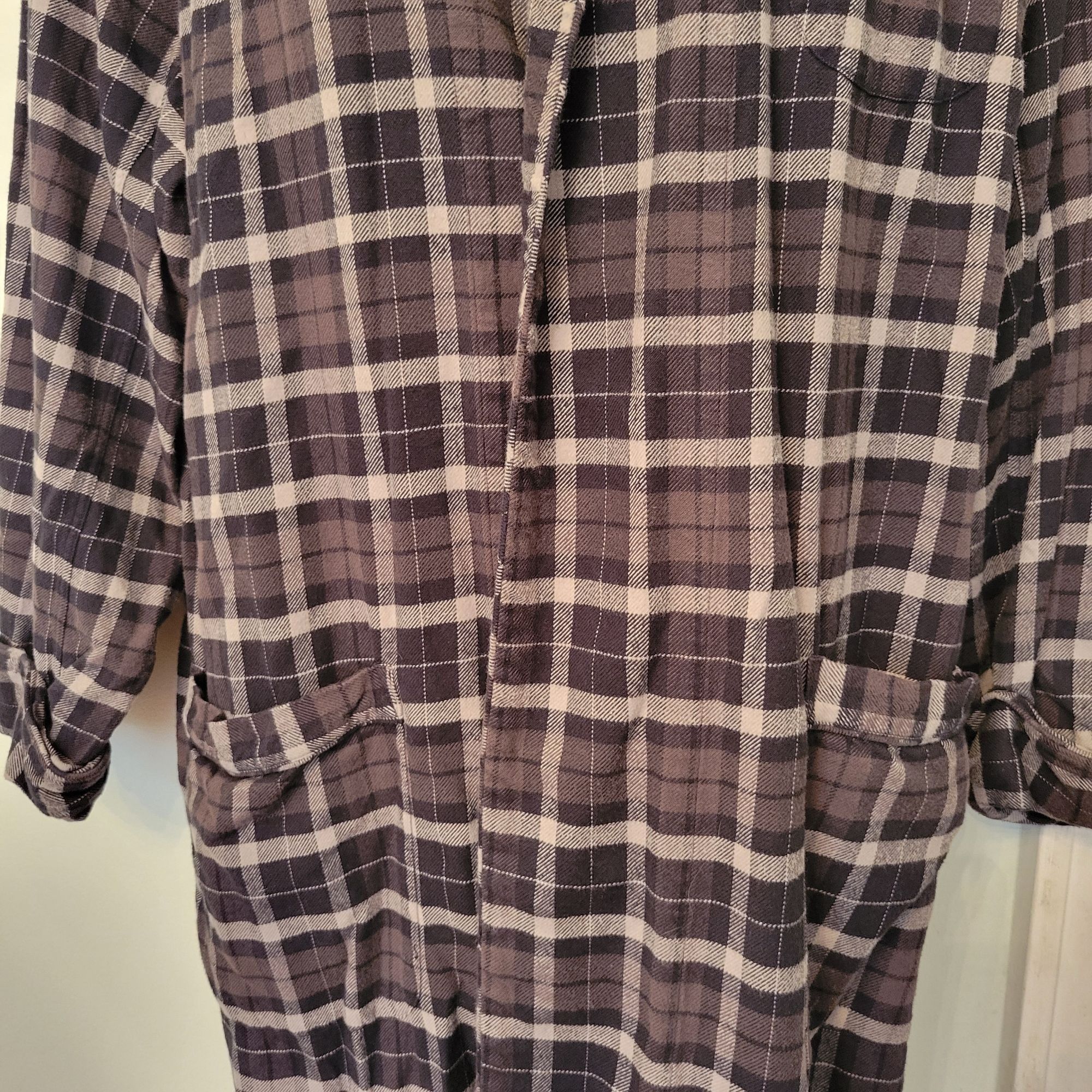 Brooks Brothers Brooks Brothers Black Gray Plaid Cotton Robe M Pockets Winte Size ONE SIZE - 3 Thumbnail