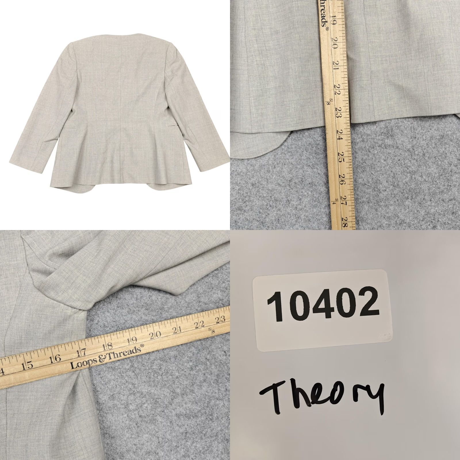 Theory Theory Blazer Womens 4 Beige Wool Jacket Workwear Size S / US 4 / IT 40 - 8 Thumbnail