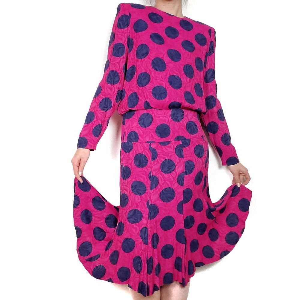 Saks Fifth Avenue Saks Fifth Ave Vintage 80s Polka Dot Dress M Size M / US 6-8 / IT 42-44 - 2 Thumbnail