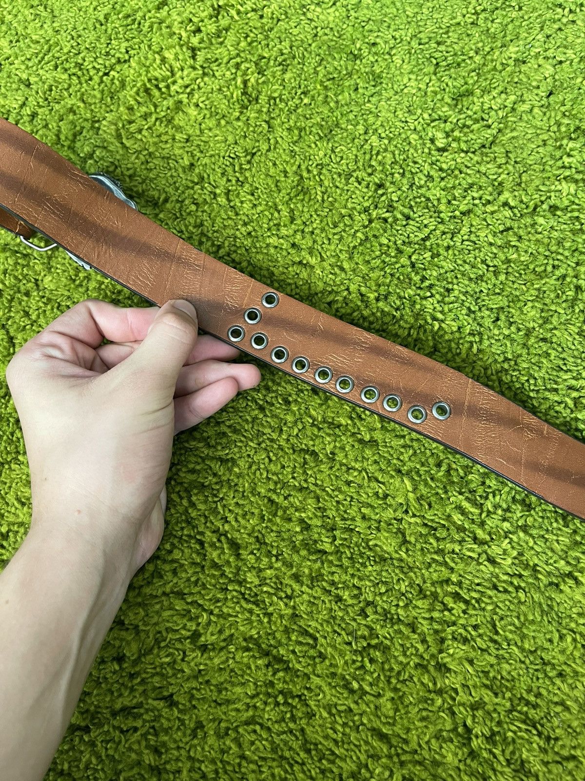 Cowboy Equipment × Vintage 🇺🇸 1978 vintage Indiana Metal Craft cowboy leather belt Size 38 - 8 Thumbnail