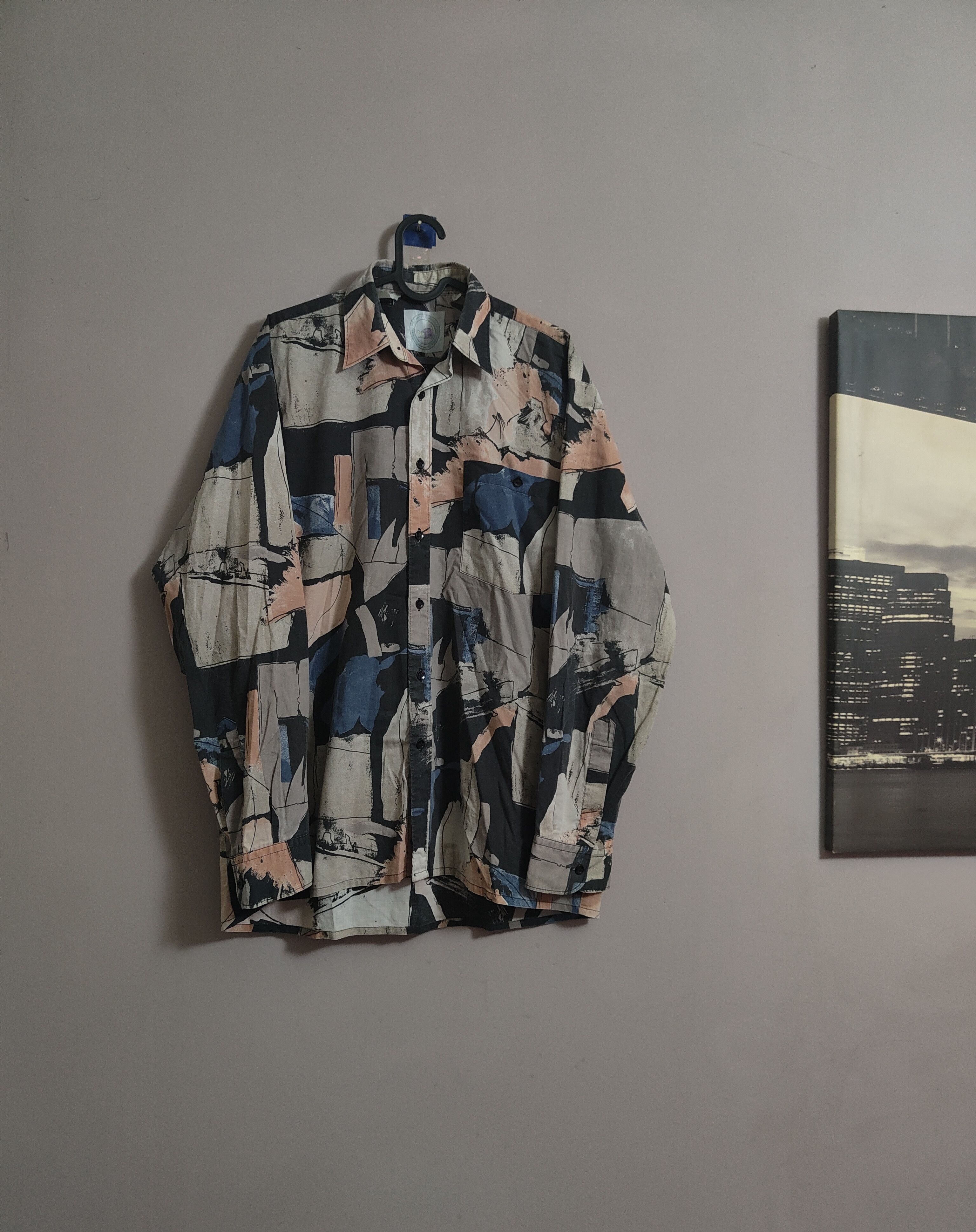 80s/90s Vintage Hansom Club Abstract Print Shirt