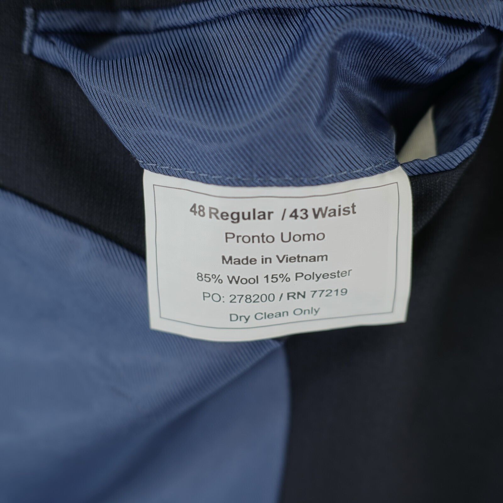 Pronto Uomo Pronto Uomo Blue Wool Basketweave 2 Button Suit Jacket 46R O Size 46R - 9 Thumbnail