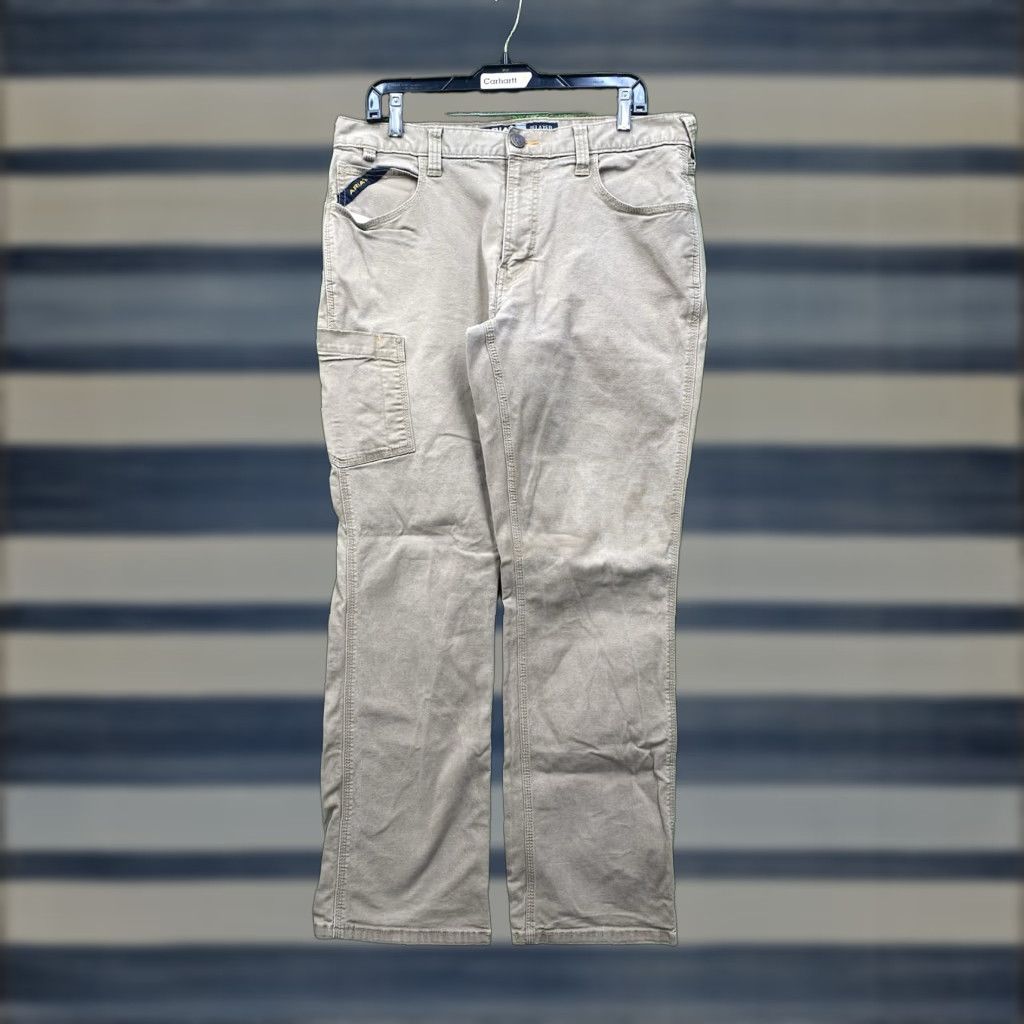 Ariat Rebar M4 Pants Mens 34x32 Khaki Relaxed Straight Stretch Workwear 10030239
