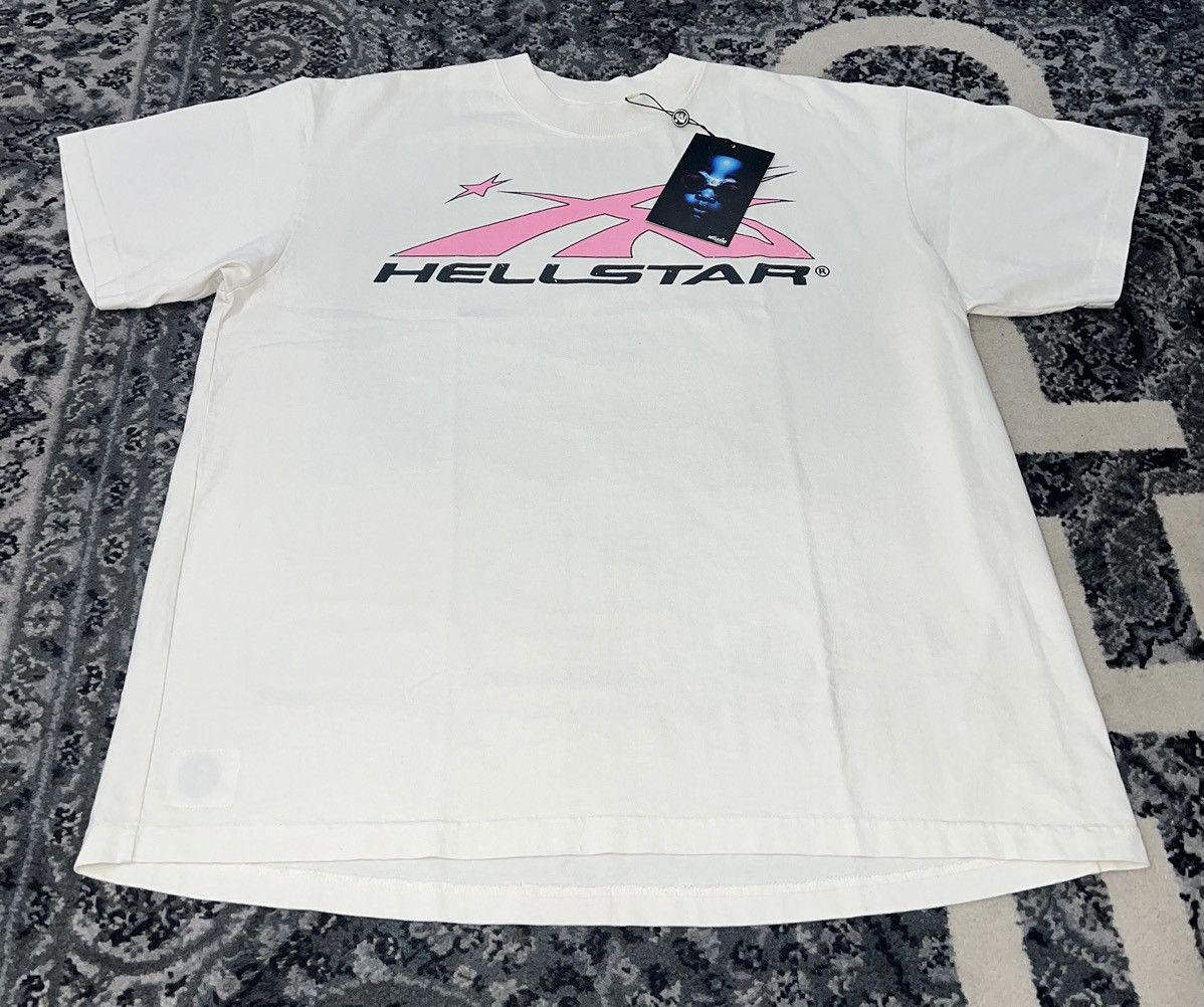 image of Hellstar “Sport Logo” Tee (White/pink) Sz. Xl, Men's