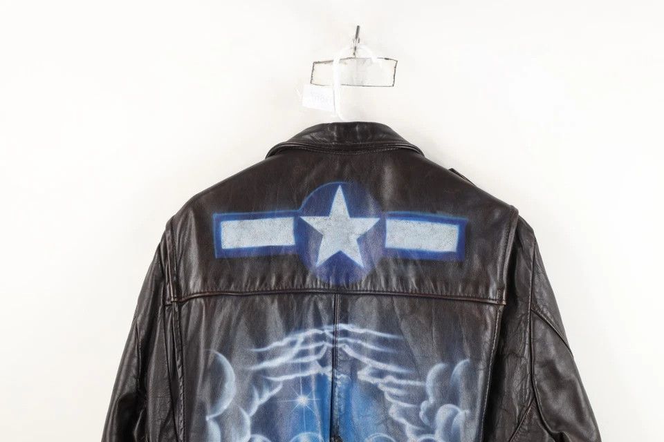 Vintage Vintage 70s Streetwear Brushed Leather Flight Bomber Jacket Size US XL / EU 56 / 4 - 15 Thumbnail