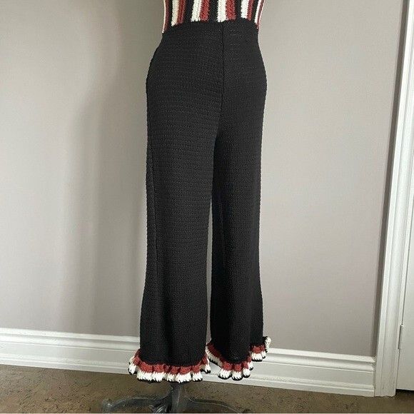 Zara Zara Striped Black Crochet Ruffle Sleeveless Jumpsuit - S Size 28" / US 6 / IT 42 - 4 Thumbnail