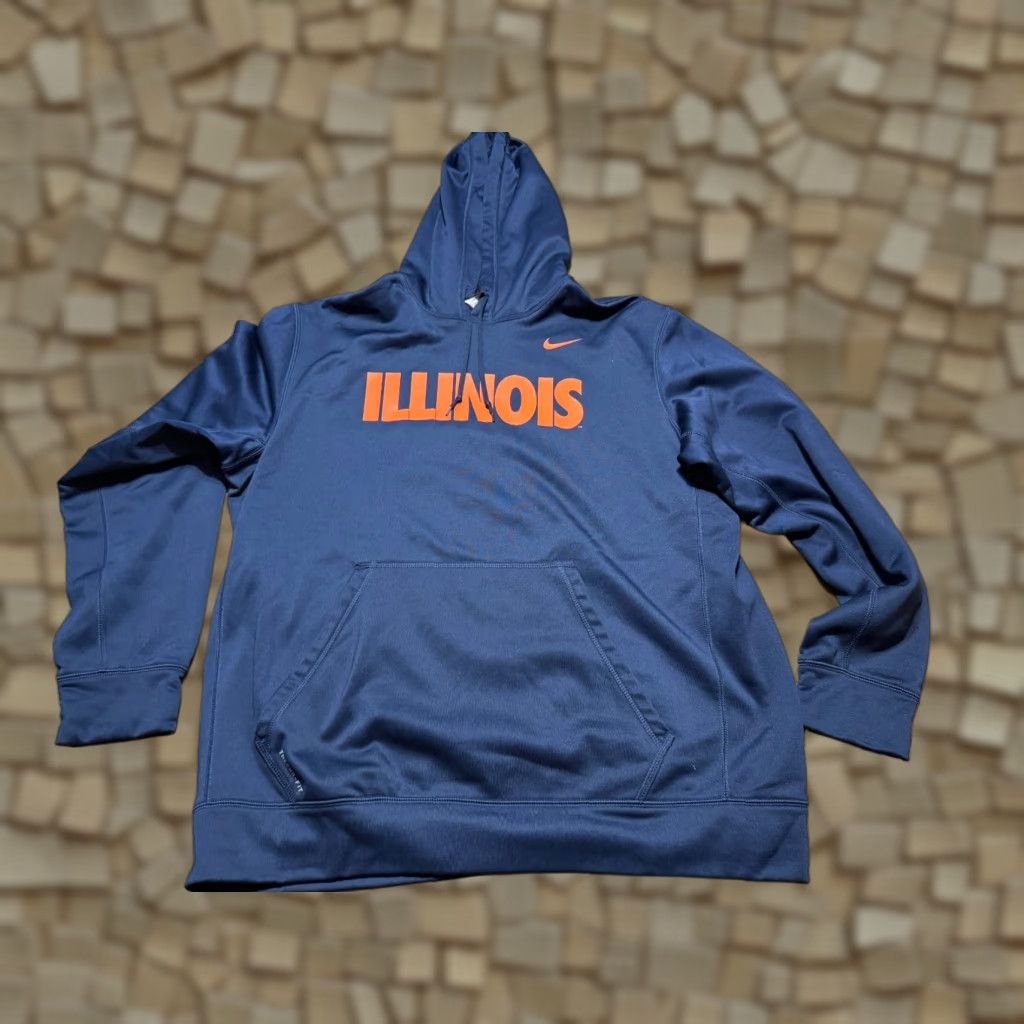 Nike Nike Sweatshirt Men XL Blue Orange Pullover Drawstring Illinois Crew Neck Long Sleeve Logo Solid Regular Vintage No Size US XL / EU 56 / 4 - 1 Thumbnail
