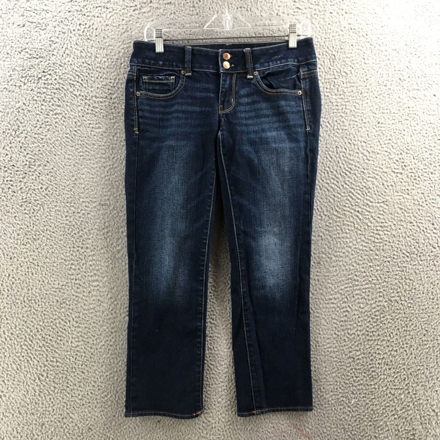 American Eagle Outfitters American Eagle Outfitters Straight Jeans Womens 4 Blue Denim Low Rise Zip Fly Size 27" / US 4 / IT 40 - 2 Thumbnail
