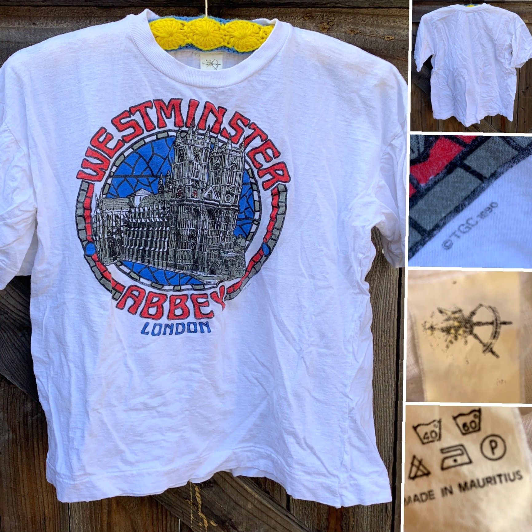 Vintage VINTAGE Westminster Abbey London Shirt Womens 90s Single Stitch Cropped White Cotton Graphic Boxy TGC 1990s Size ONE SIZE - 2 Thumbnail