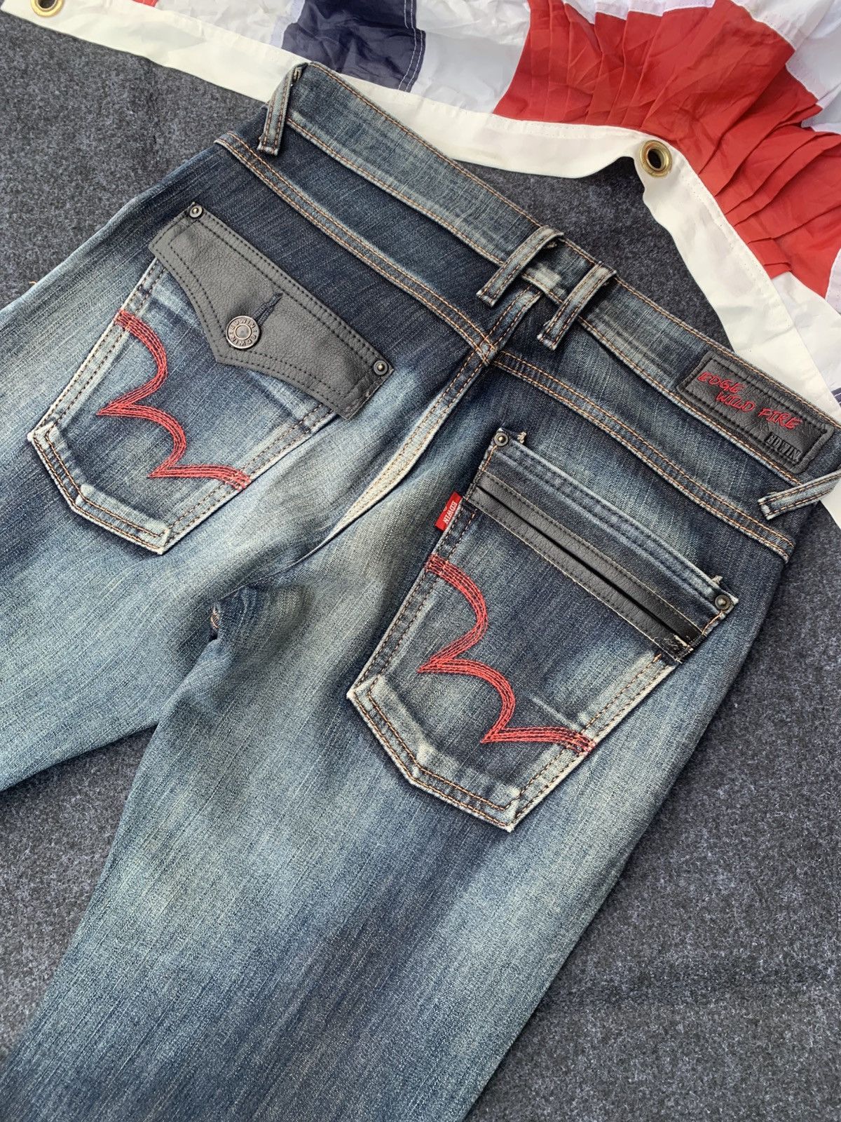Edwin RARE 💥 Edwin EDGE WOLD FIRE jeans faded style. Size US 30 / EU 46 - 11 Thumbnail