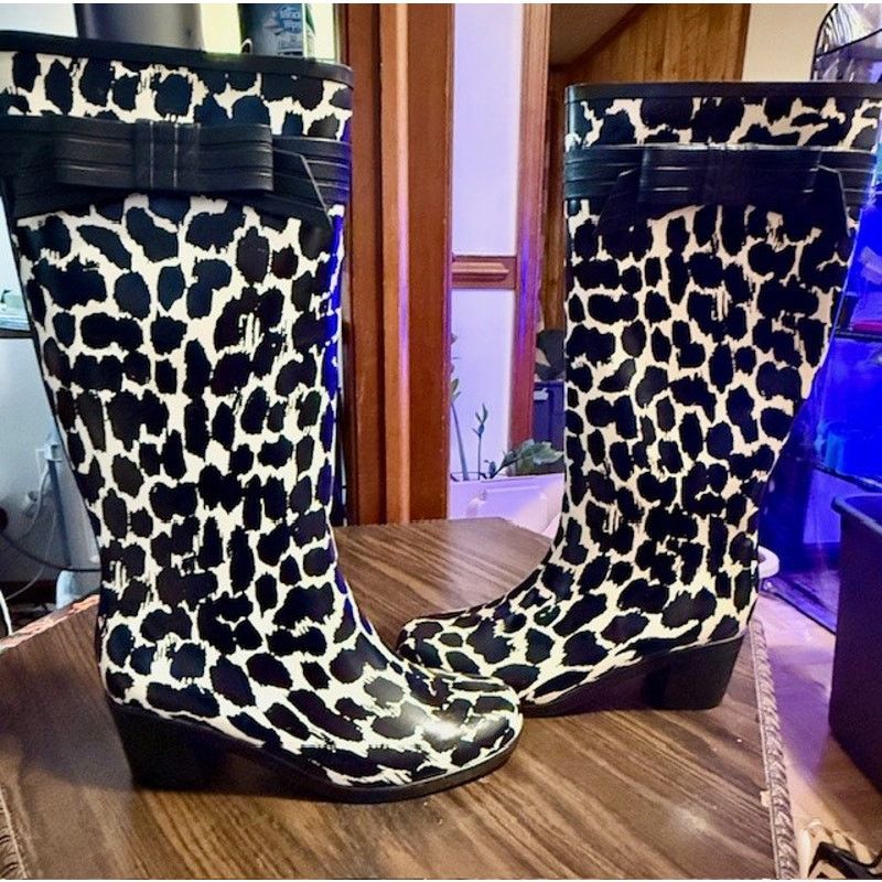 Kate Spade Kate Spade Leopard Print Rain Boots Knee High Bow Detail Size US 10 / IT 40 - 4 Thumbnail