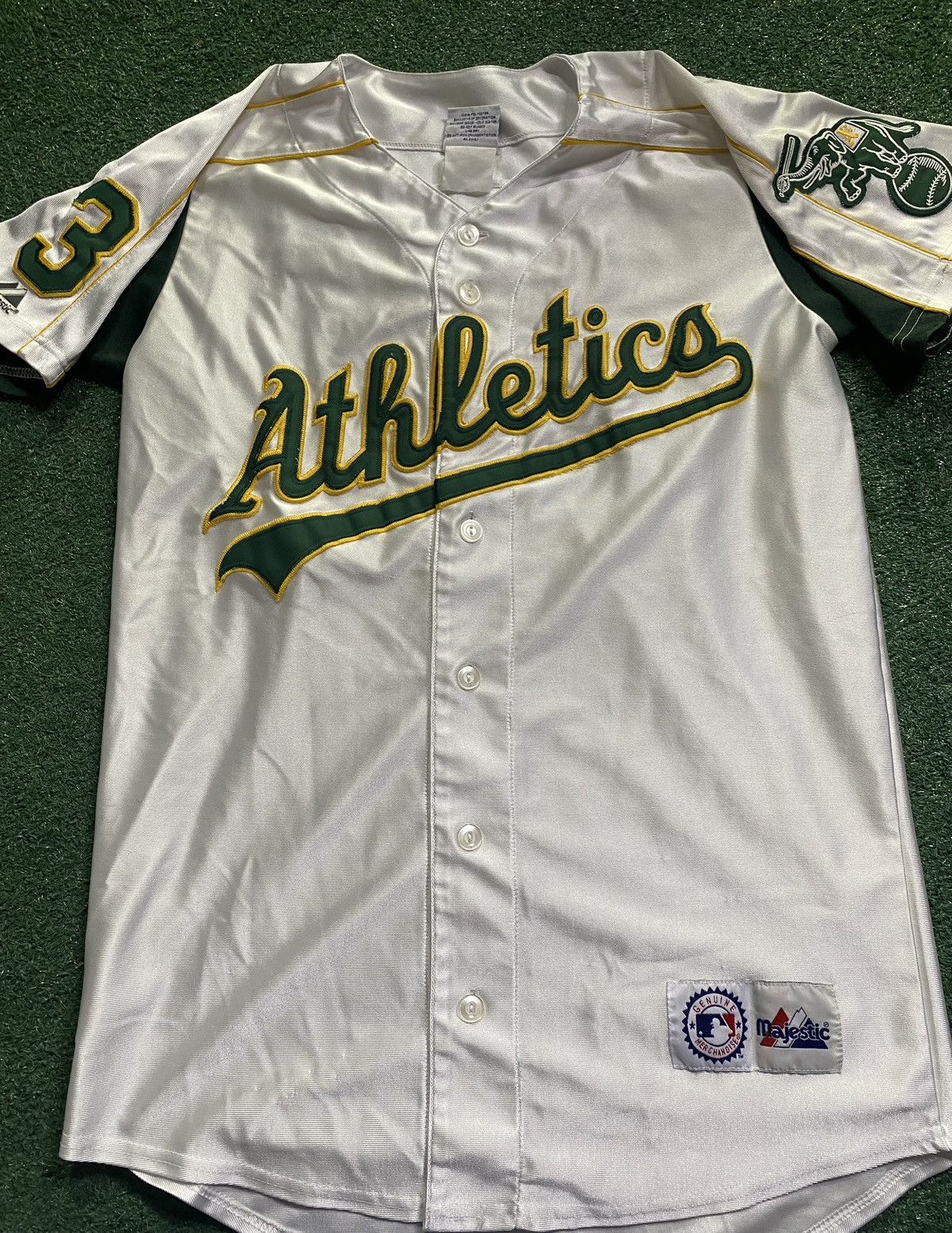 Eric Chavez 3 Oakland A's White Majestic Adult Sewn Jersey 2XL