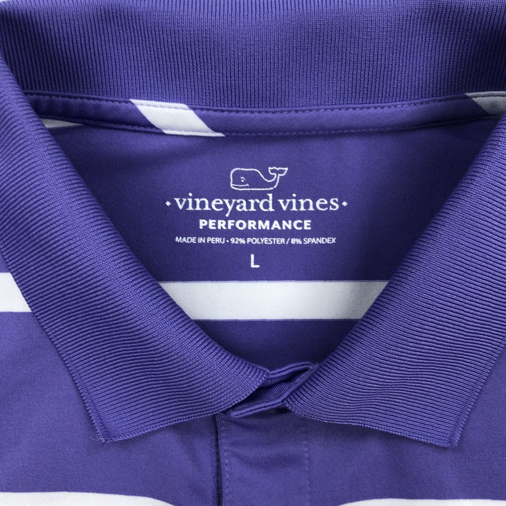 Vineyard Vines Vineyard Vines Performance Polo Shirt Men's L Striped Purple Pink Blue White Embroidered Whale Button Short Sleeve Golf Casual Activewear Size US L / EU 52-54 / 3 - 3 Thumbnail