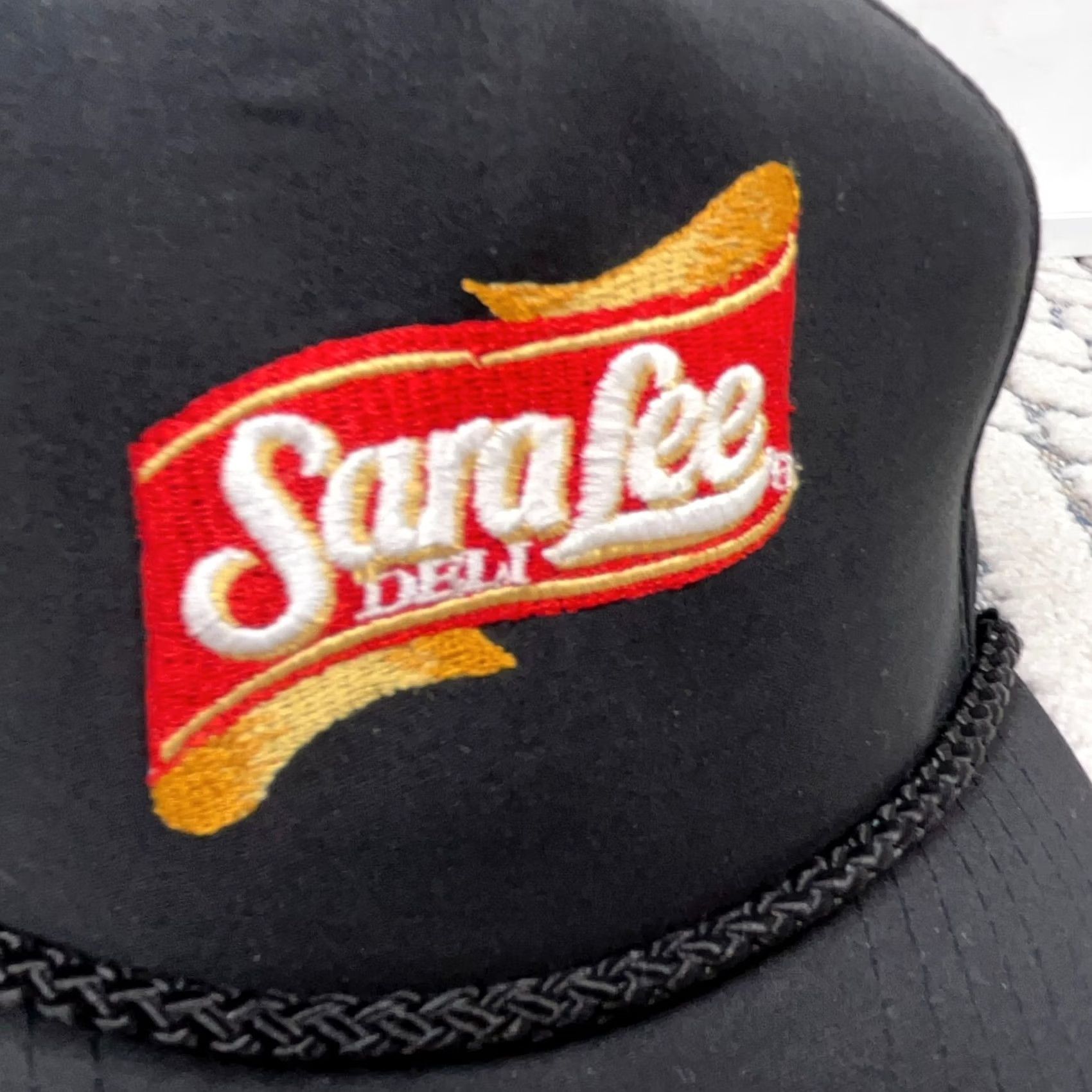 Lee VINTAGE Sara Lee Hat Cap Trucker Strap Back Deli Lunch Meats Rope Mens Y2K 90s Black Size ONE SIZE - 4 Thumbnail