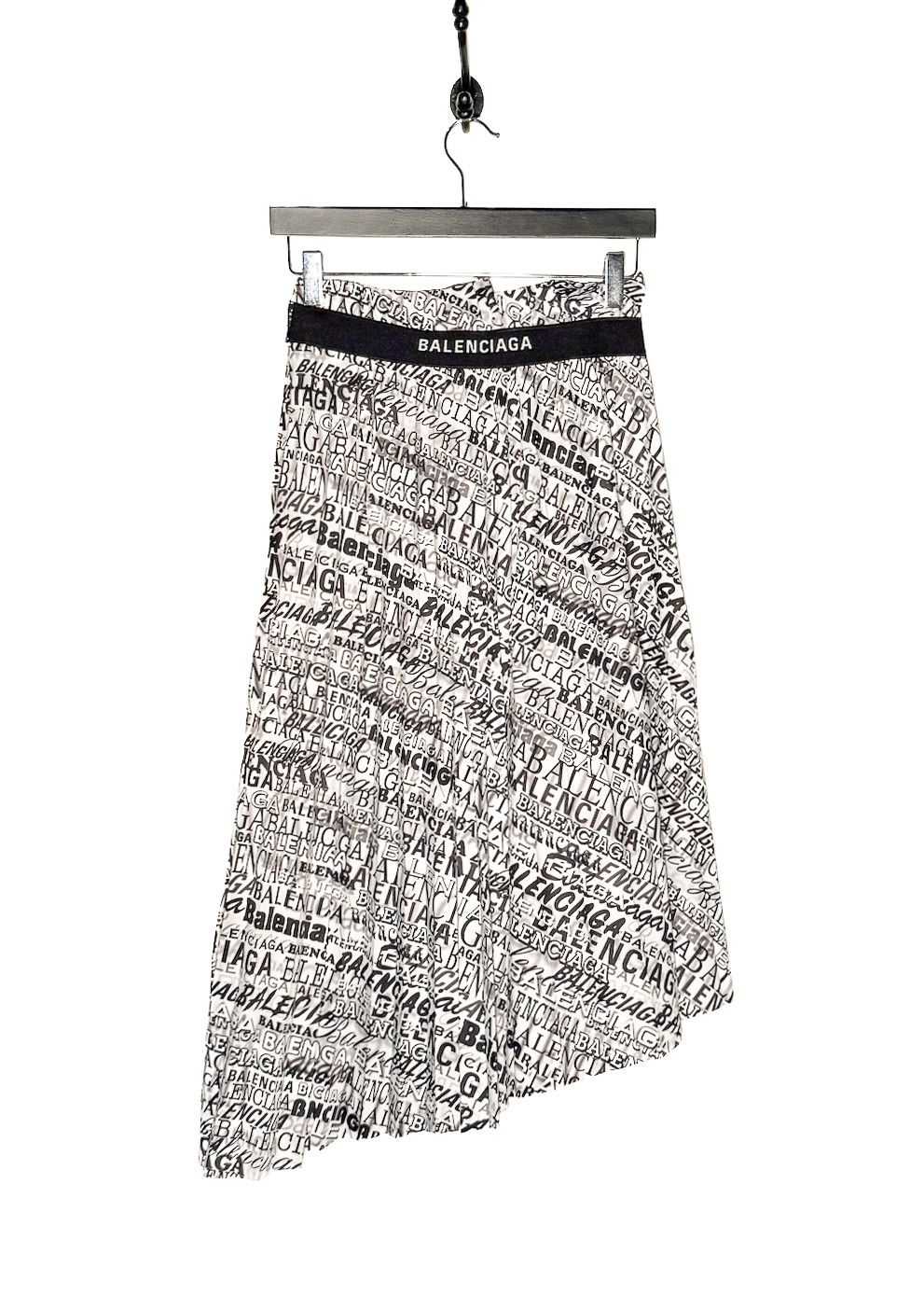 Balenciaga Balenciaga 2019 White Black Logo Printed Pleated Midi Skirt Size 27" / US 4 / IT 40 - 5 Thumbnail